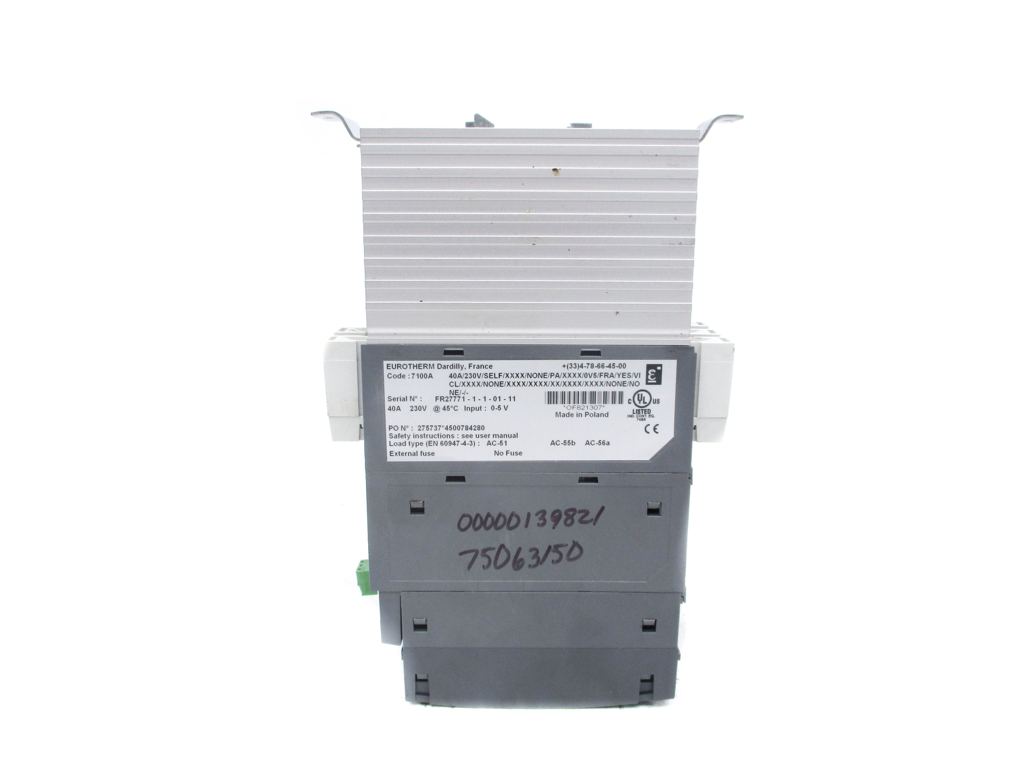 EUROTHERM 7100A/40A/230V/SELF/XXXX/NONE/PA/XXXX/0V5/FRA/YES/VICL/XXXX/NONE UNMP