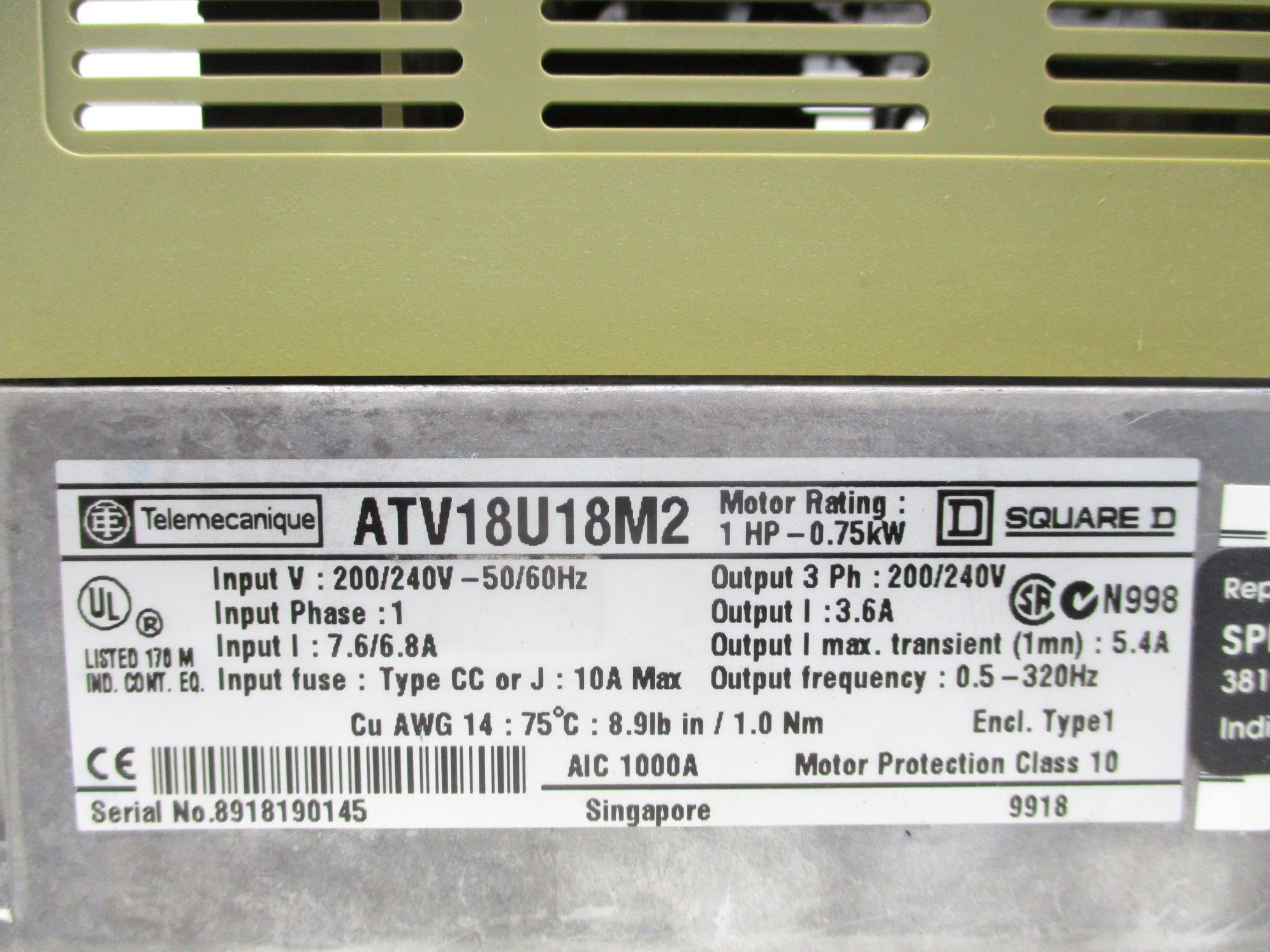 TELEMECANIQUE ATV18U18M2 UNMP