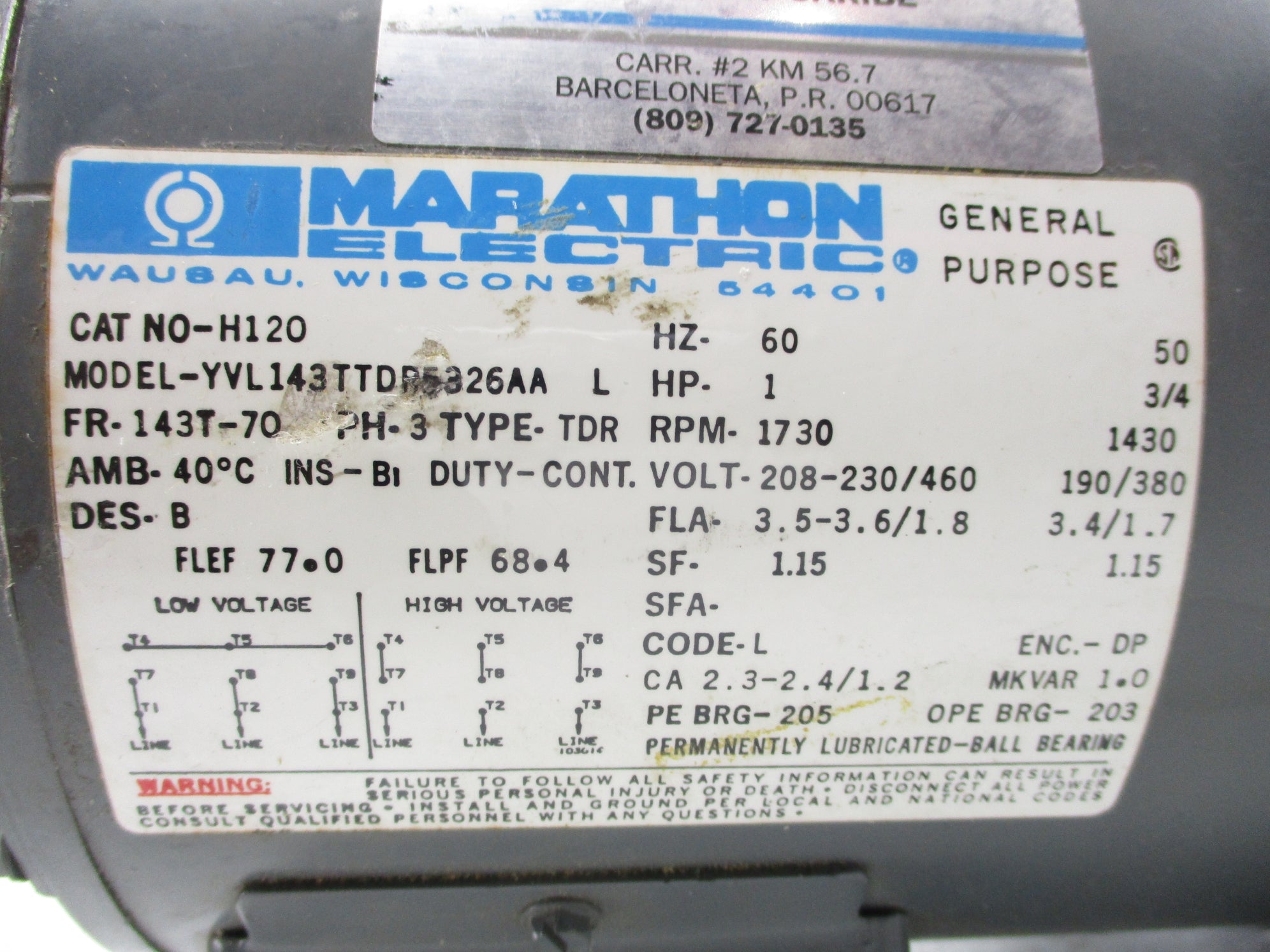 MARATHON ELECTRIC H120 NSNP