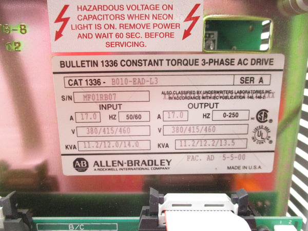 ALLEN BRADLEY 1336-B010-EAD-L3 SER. A NSNP