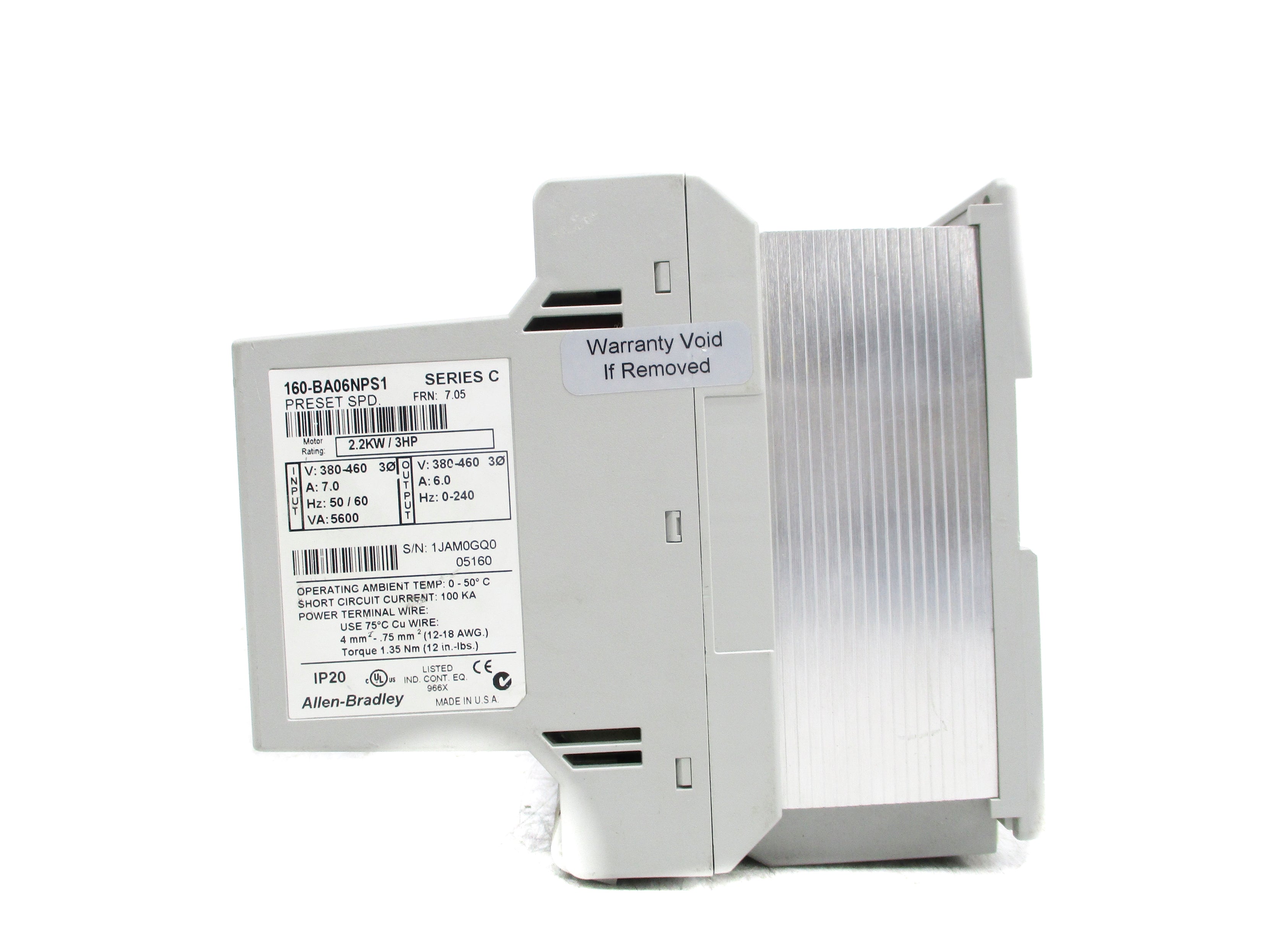 ALLEN BRADLEY 160-BA06NPS1 SER. C F/W 7.05 NSNP