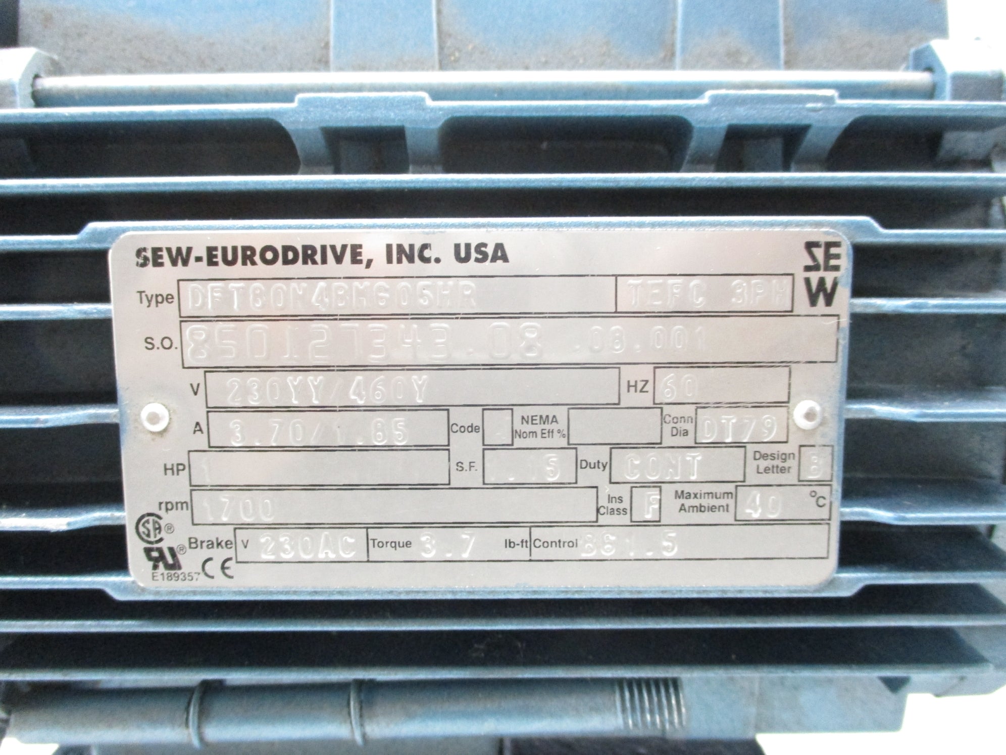 SEW EURODRIVE DFT80N4BM605HR NSNP