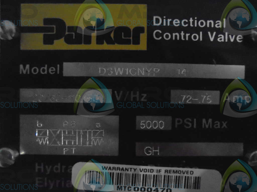 PARKER D3W1CNYP 14 DIRECTIONAL CONTROL VALVE *NEW NO BOX* (AS IS)