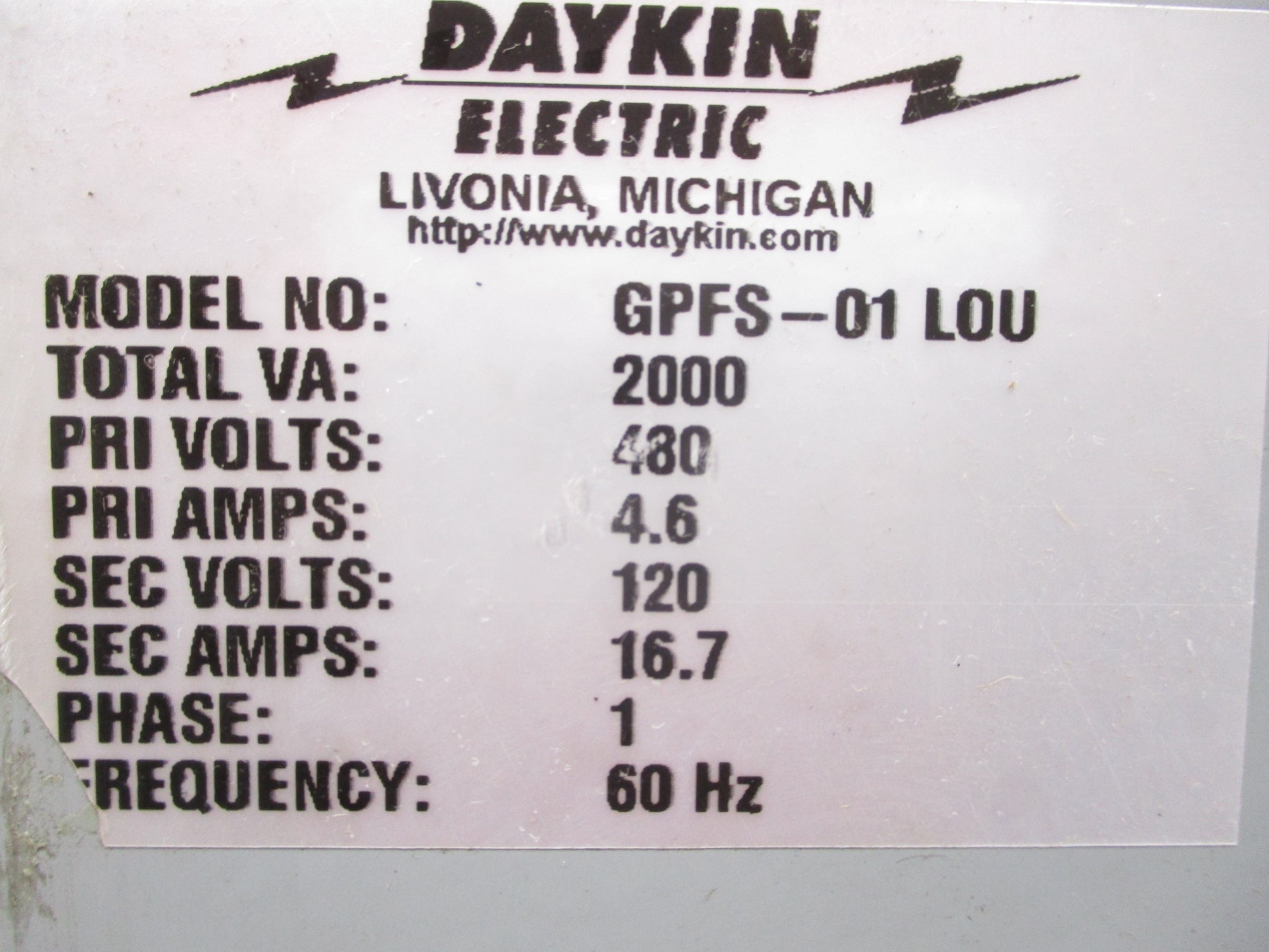 DAYKIN ELECTRIC GPFS-01LOU NSNP