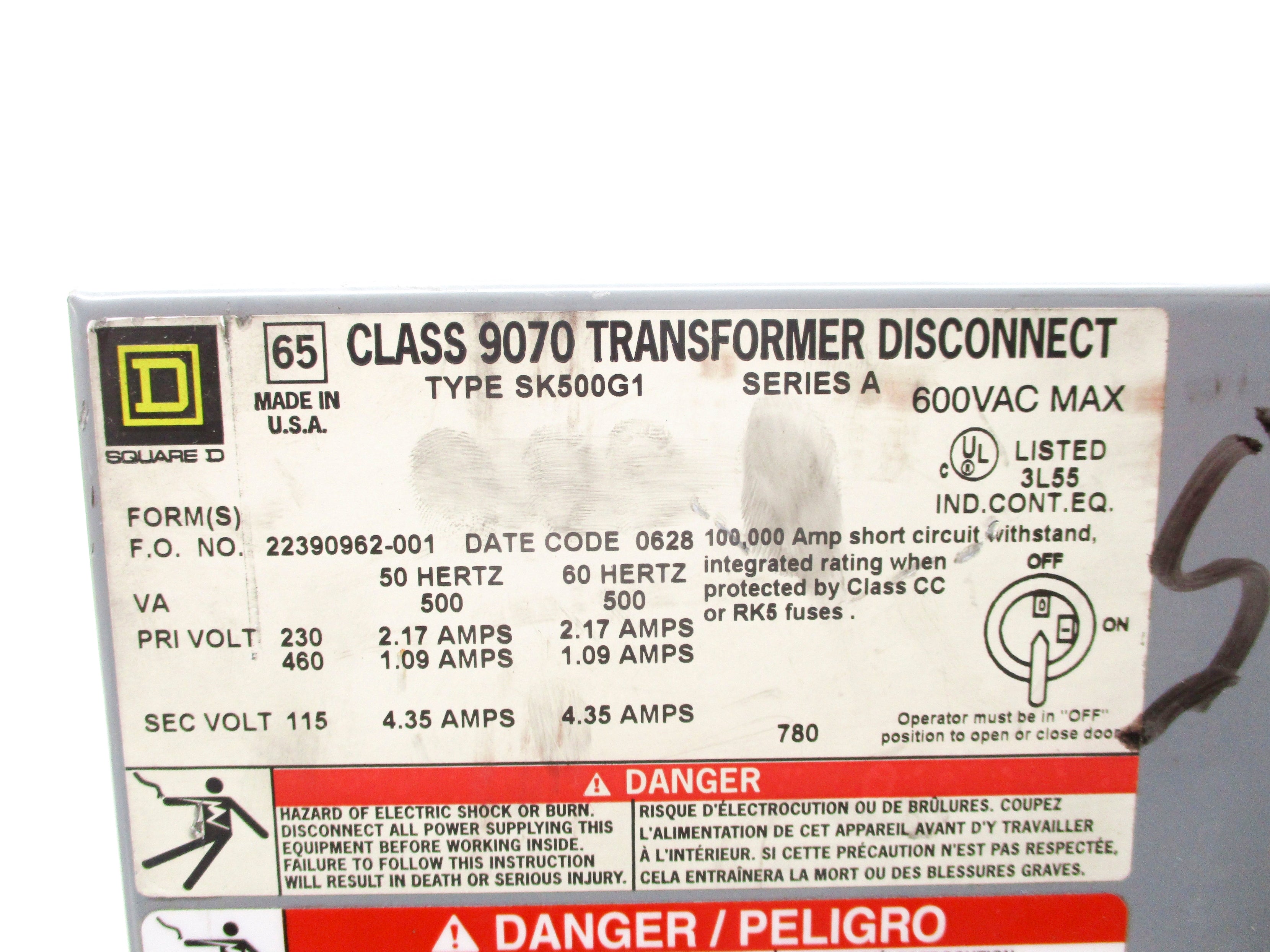 SQUARE D 9070SK500G1 SER. A NSNP