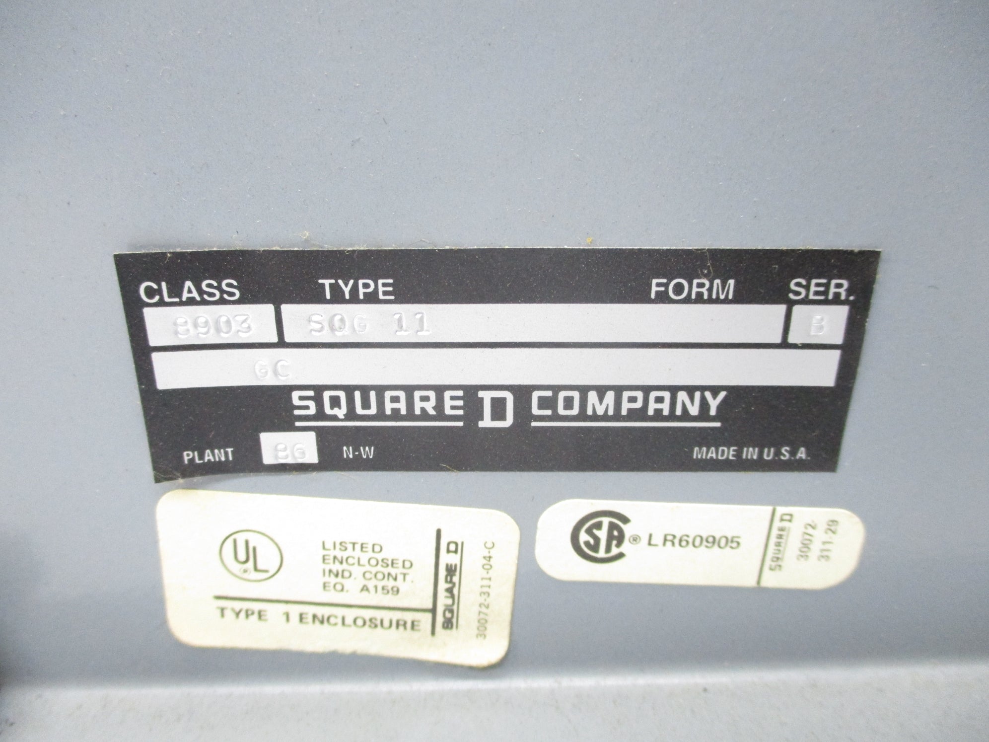 SQUARE D 8903SQG11 SER. B 120V NSNP