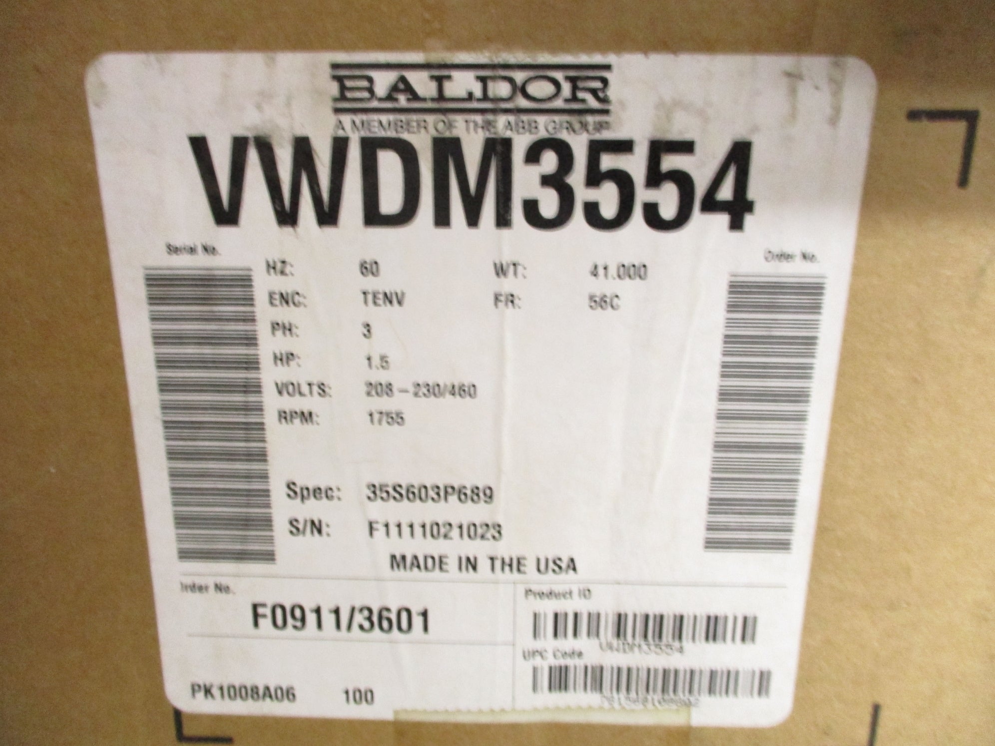 BALDOR VWDM3554 NSMP