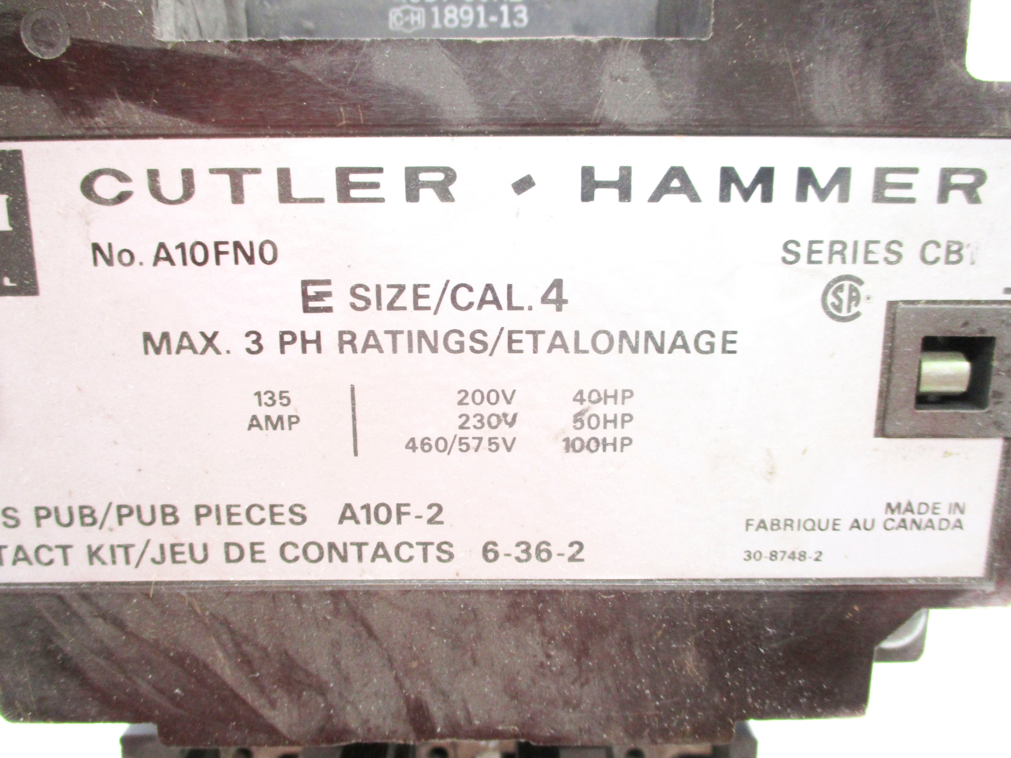 CUTLER HAMMER A10FN0 SER. CB1 UNMP