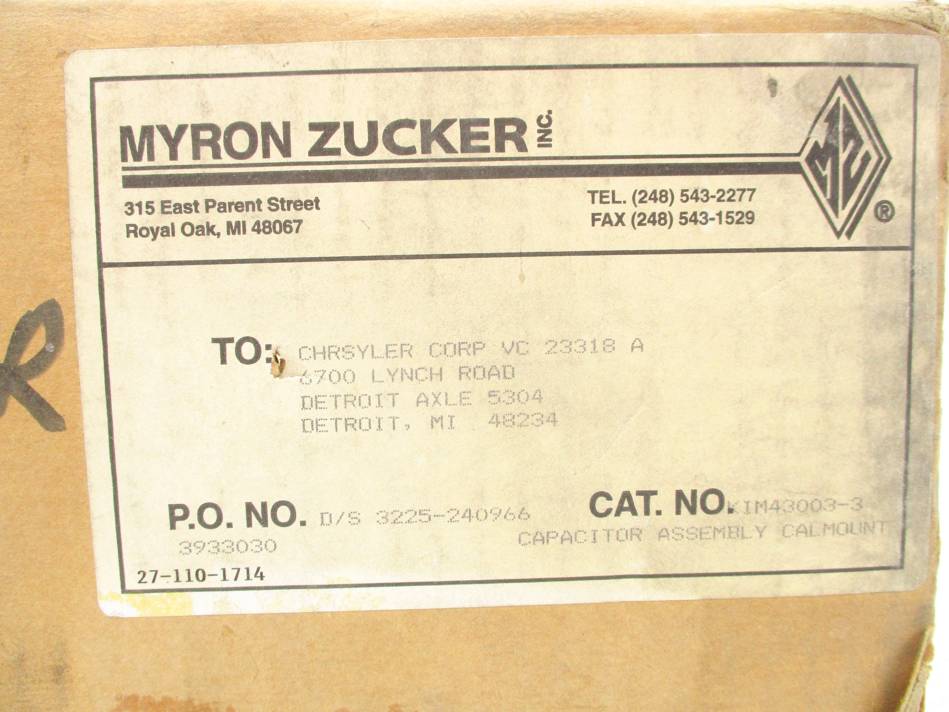 MYRON ZUCKER KIM43003-3 NSFS