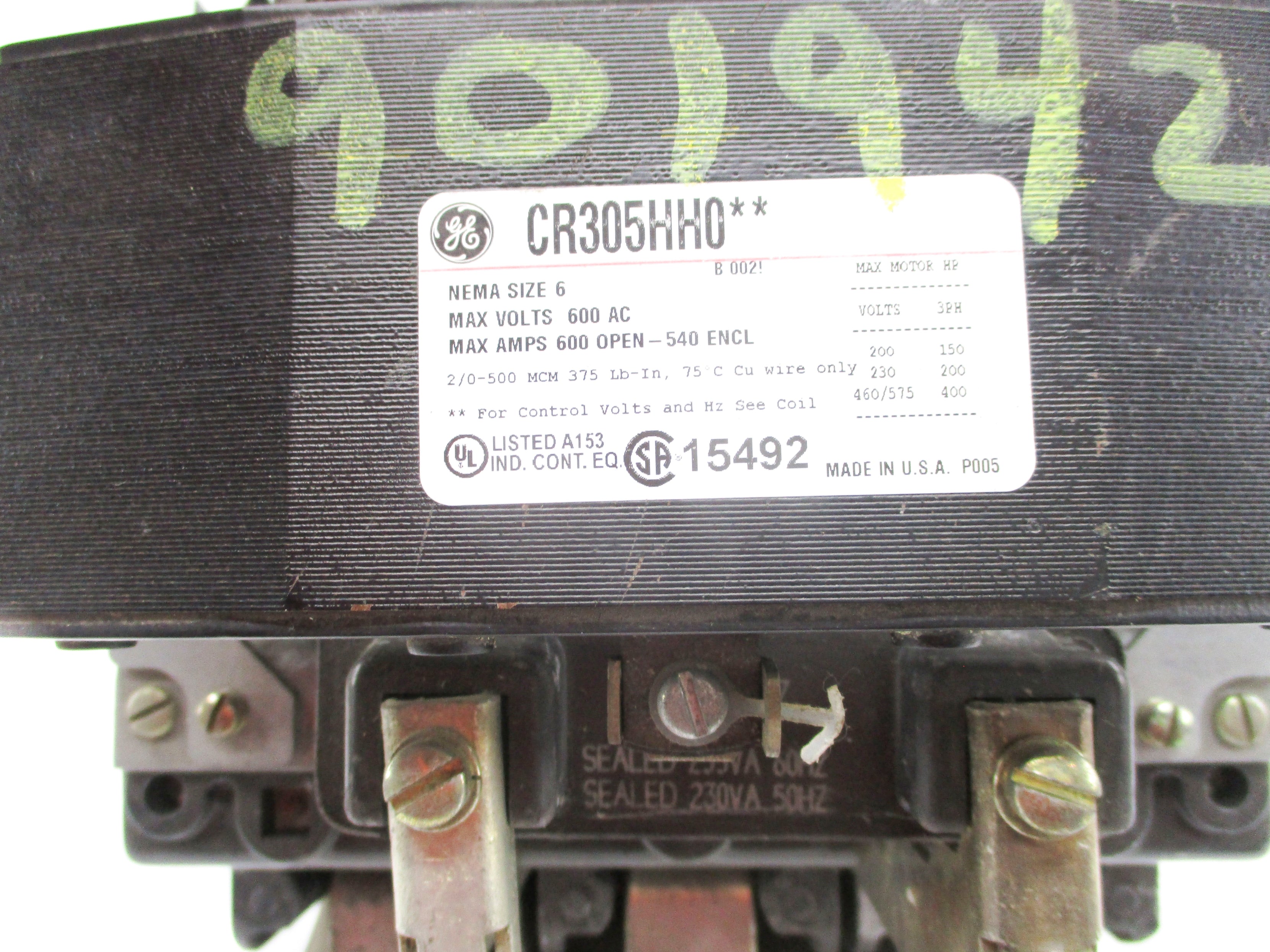 GENERAL ELECTRIC CR305HH0** 480V NSNP