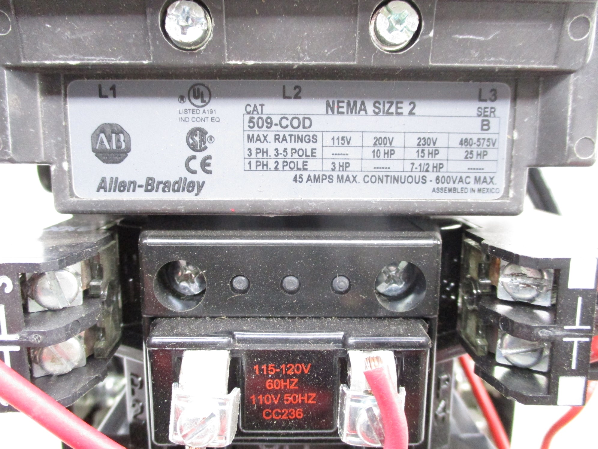 ALLEN BRADLEY 509-COD SER. B (AS PICTURED) UNMP