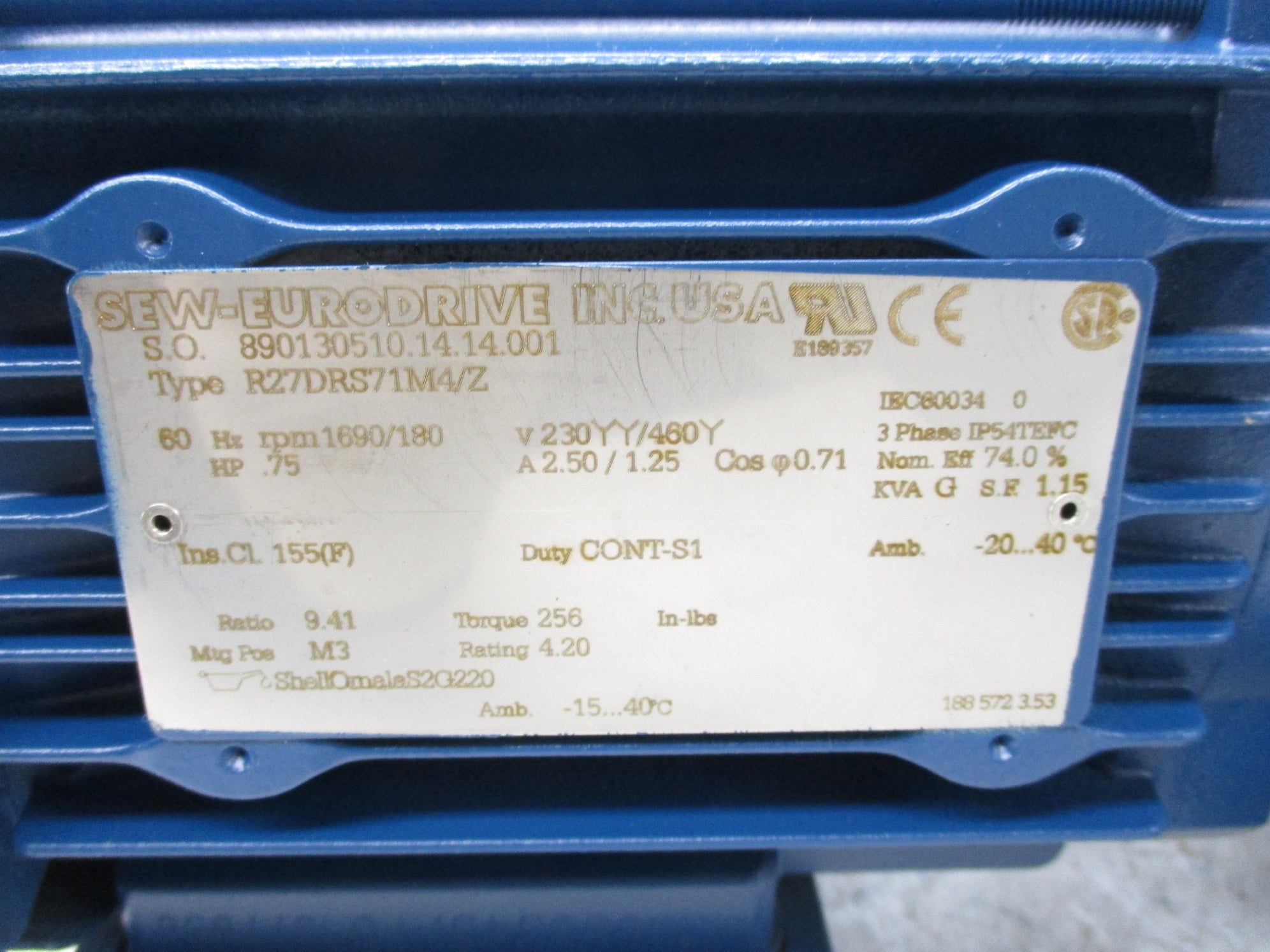 SEW EURODRIVE R27DRS71M4/Z NSNP