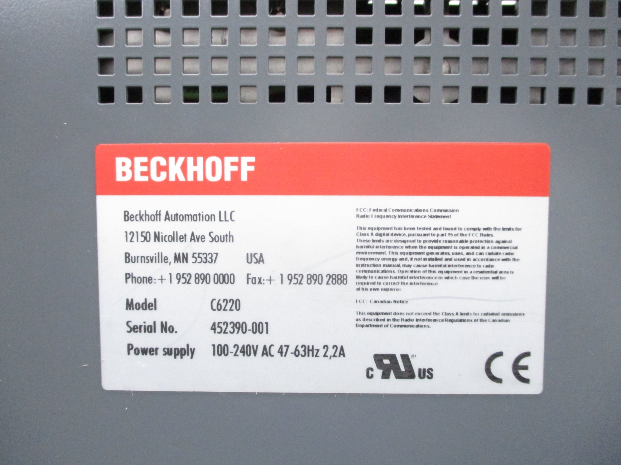 BECKHOFF C6220 UNMP