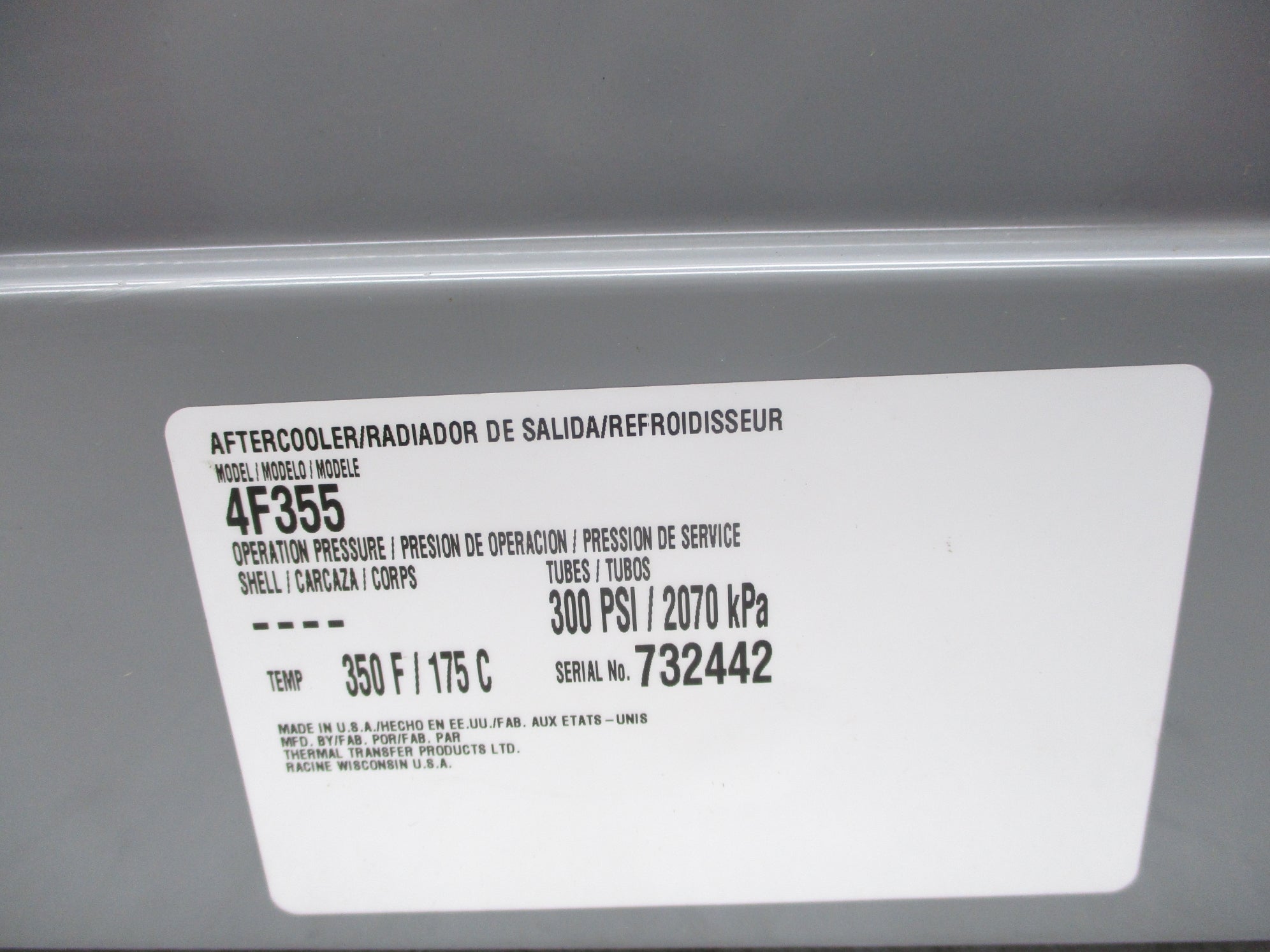 THERMAL TRANSFER PRODUCTS 4F355 (AS PICTURED) NSNP