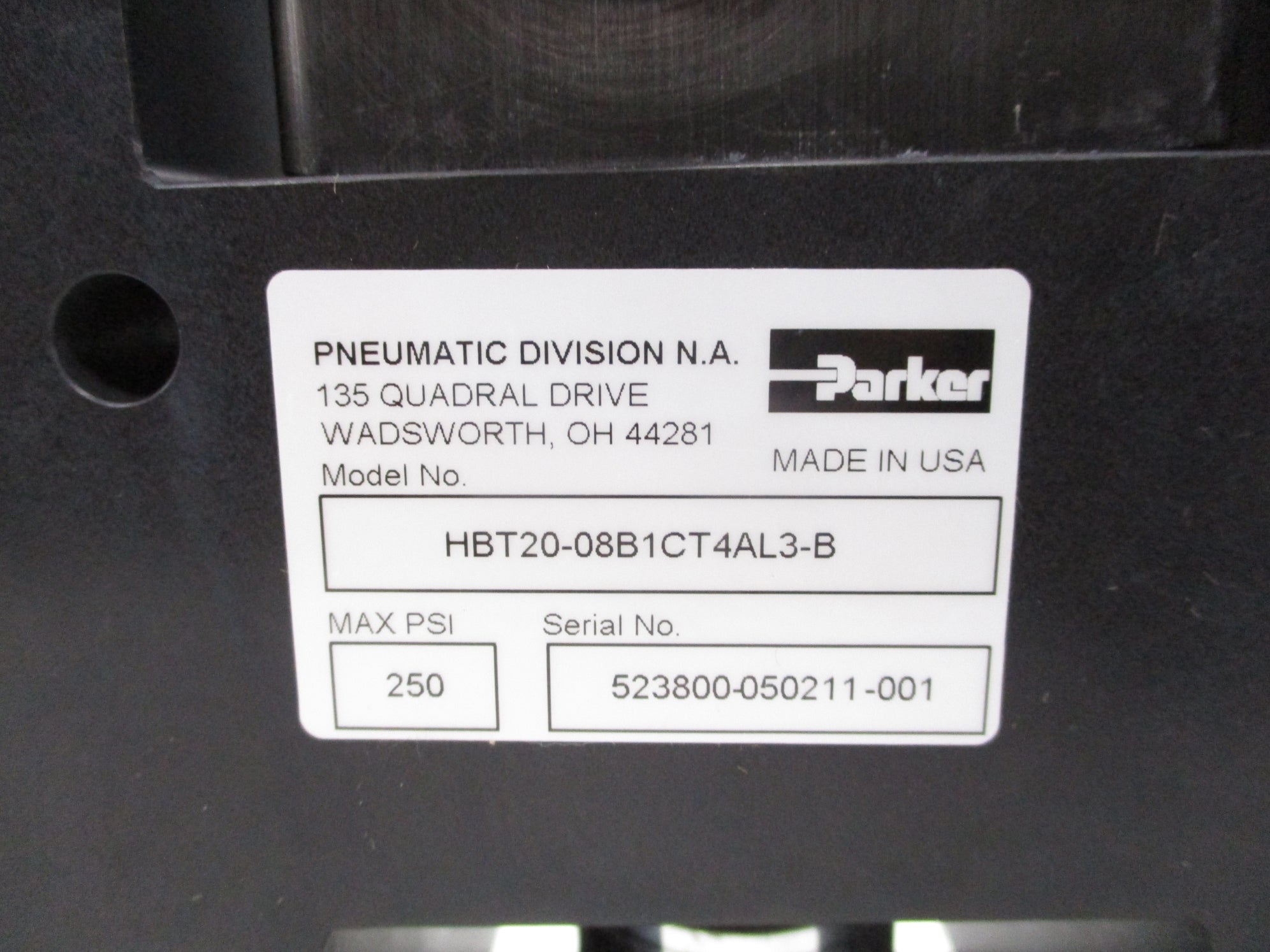 PARKER HBT20-08B1CT4AL3-B 250PSI UNMP