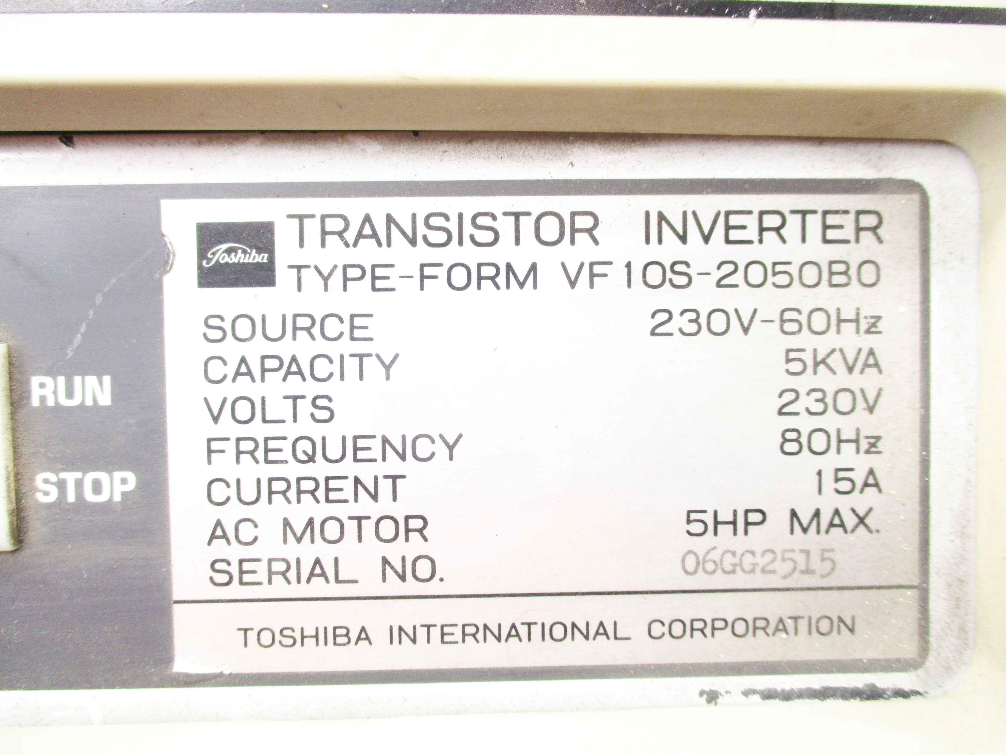 TOSHIBA VF10S-2050B0 (AS PICTURED) UNMP