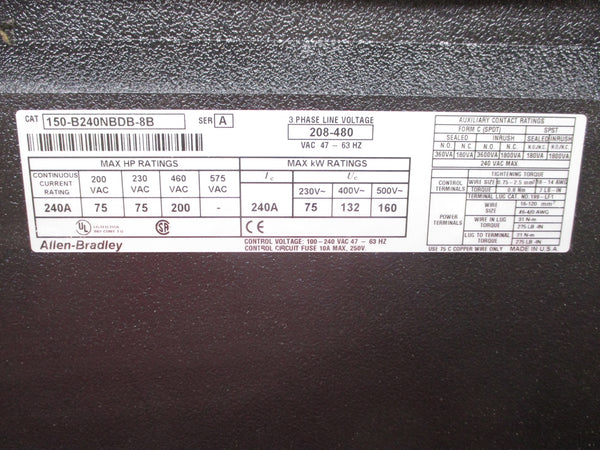 ALLEN BRADLEY 150-B240NBDB-8B SER. A NSNP