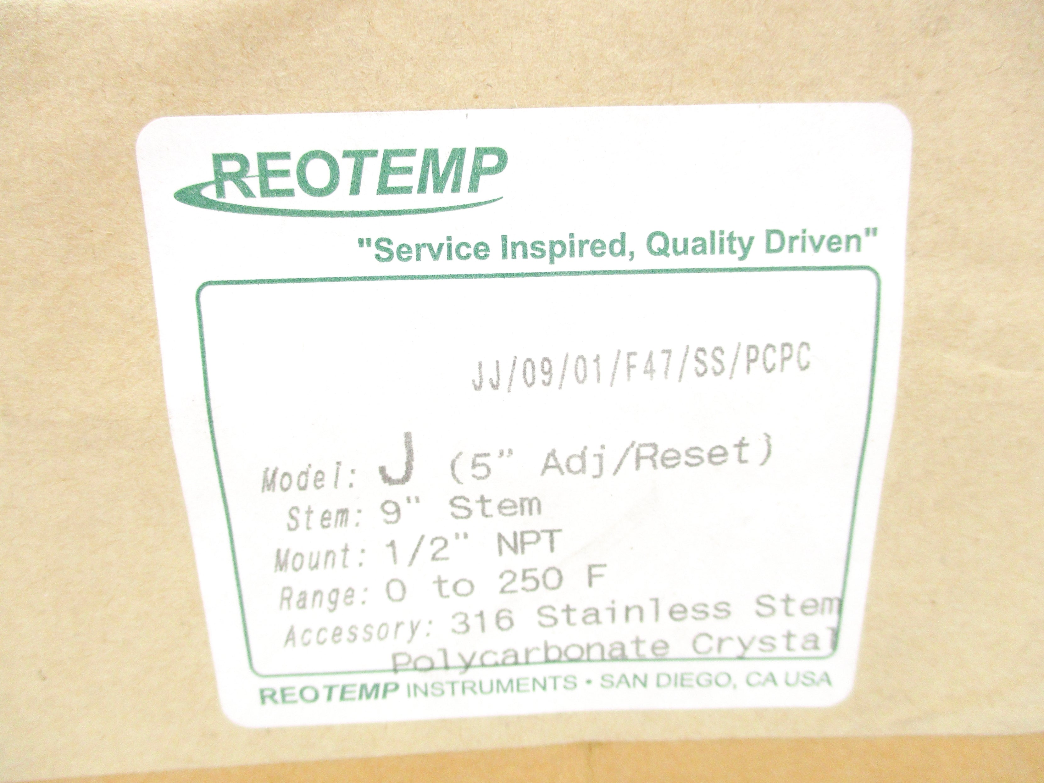 REOTEMP JJ/09/01/F47/SS/PCPC 0-250F NSFS