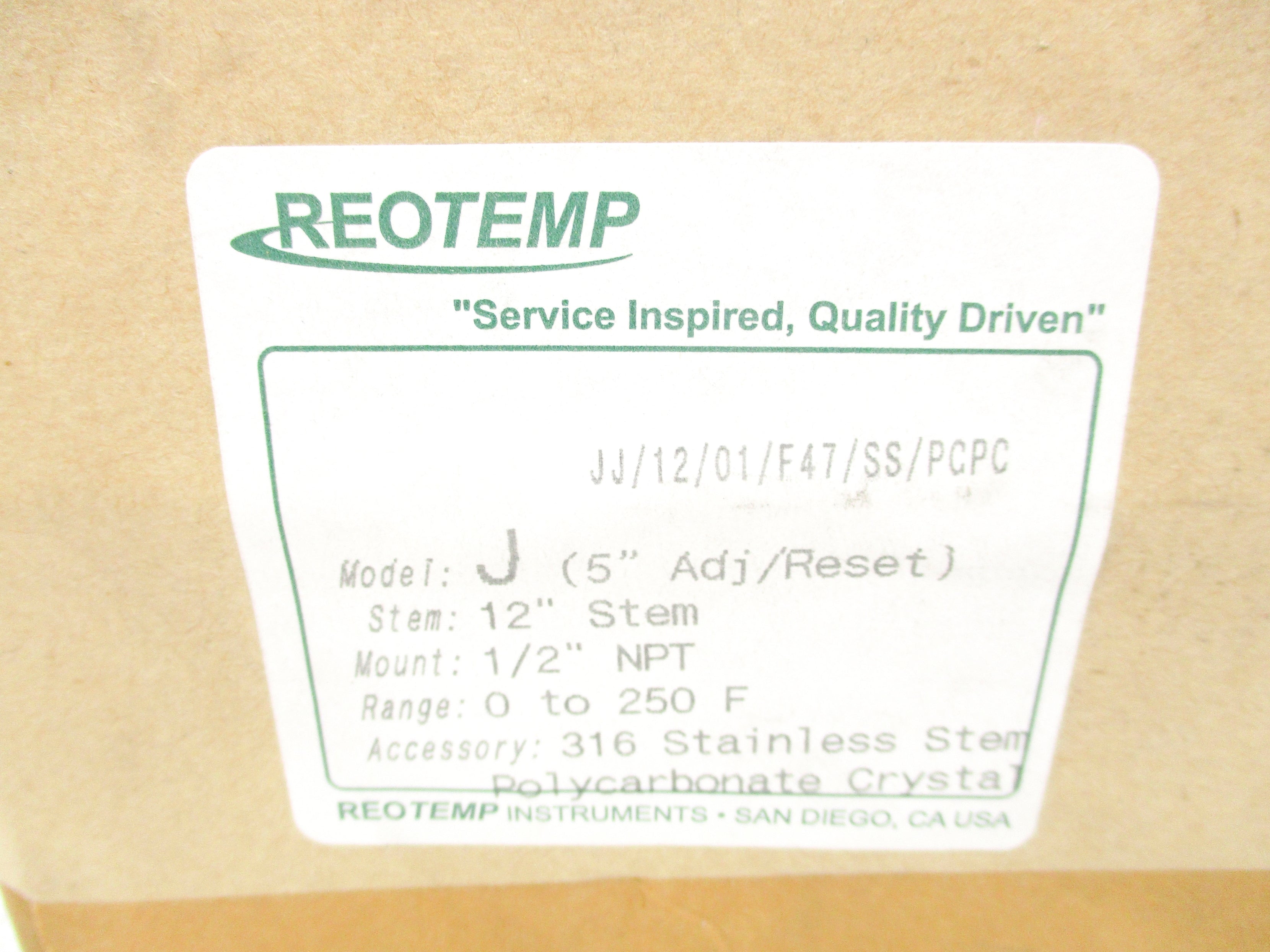 REOTEMP JJ/12/01/F47/SS/PCPC 0-250F NSFS