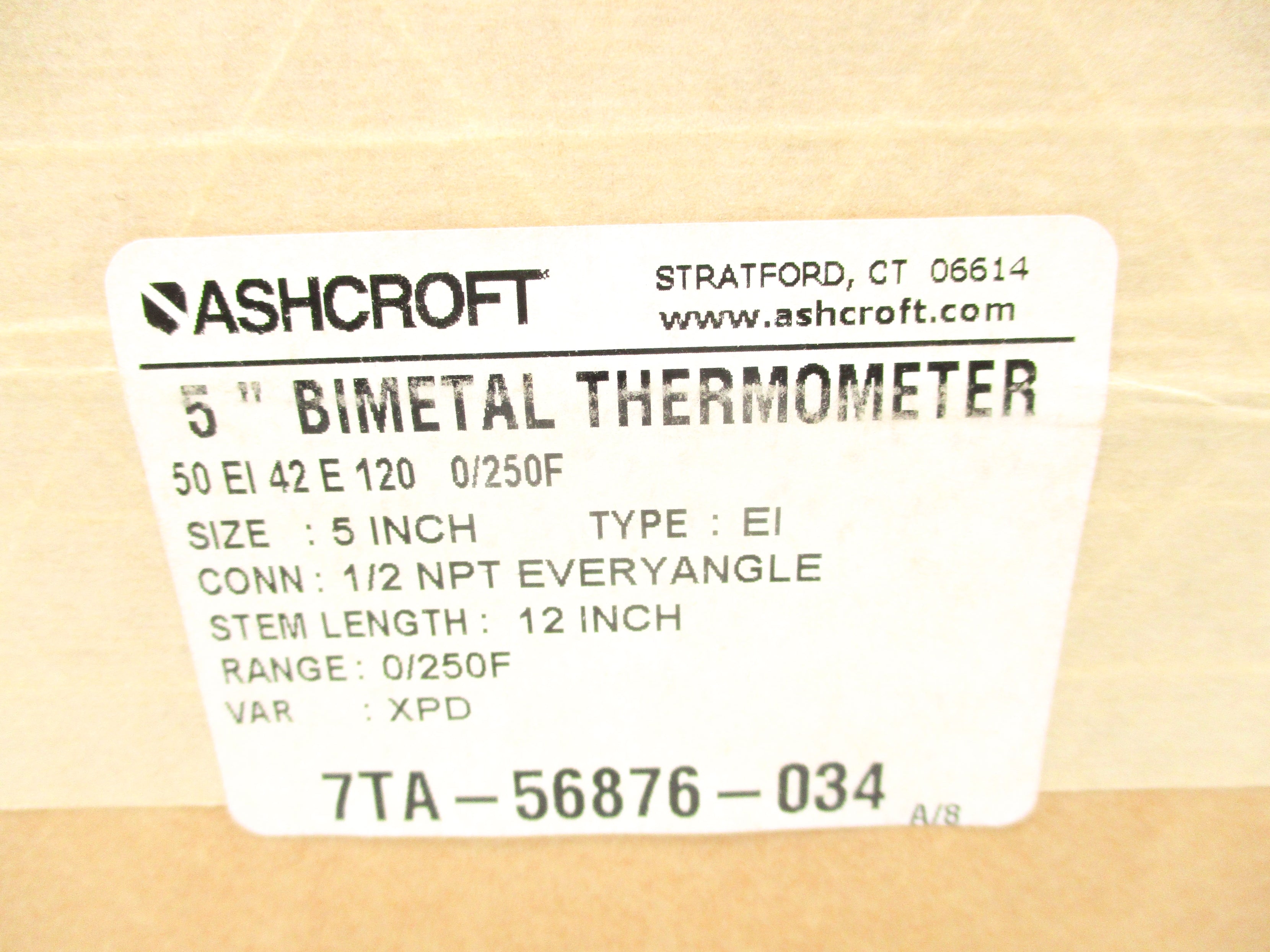 ASHCROFT 50EI42E120 0-250F NSFS