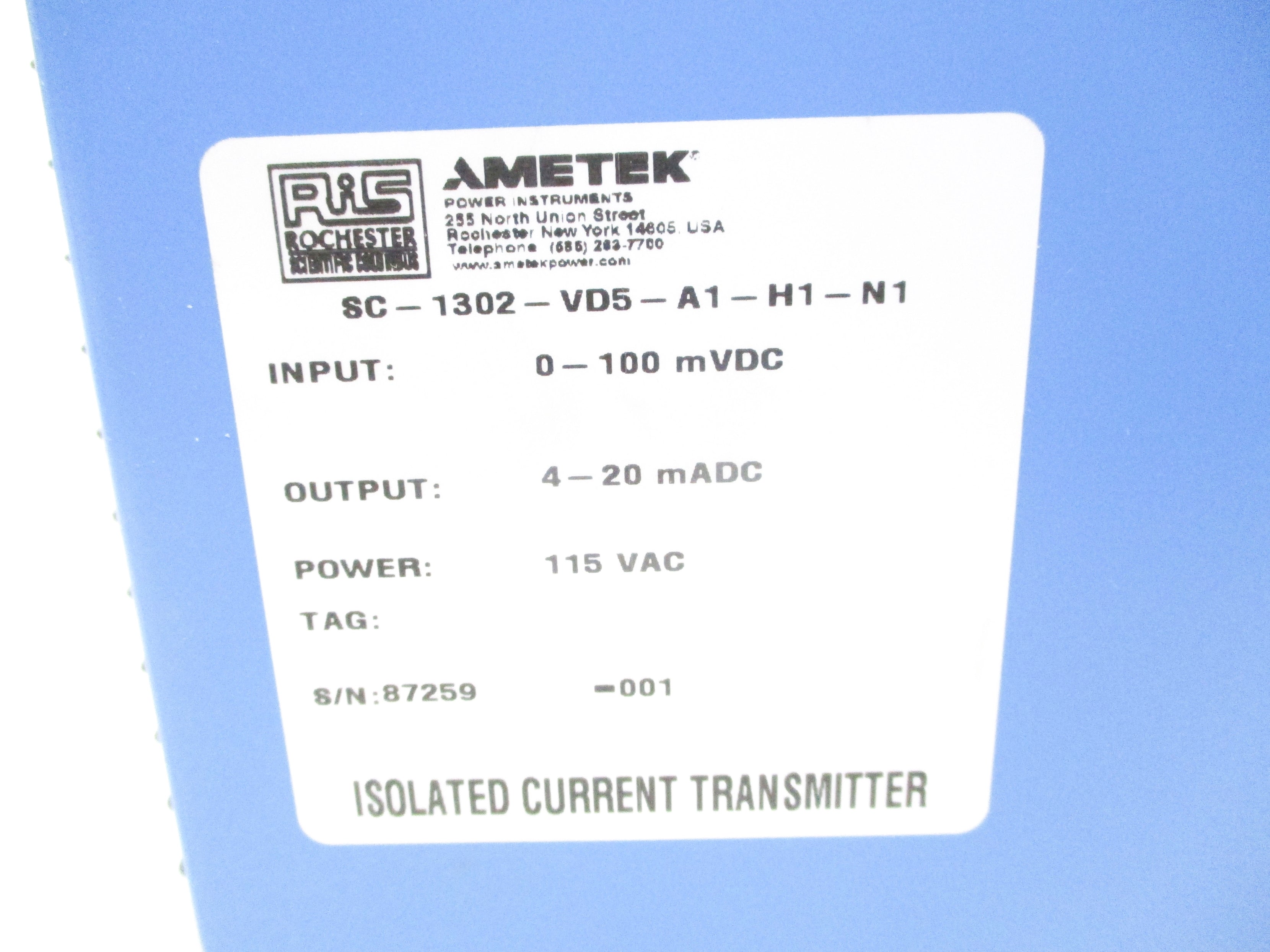 AMETEK SC-1302-VD5-A1-H1-N1 NSNP
