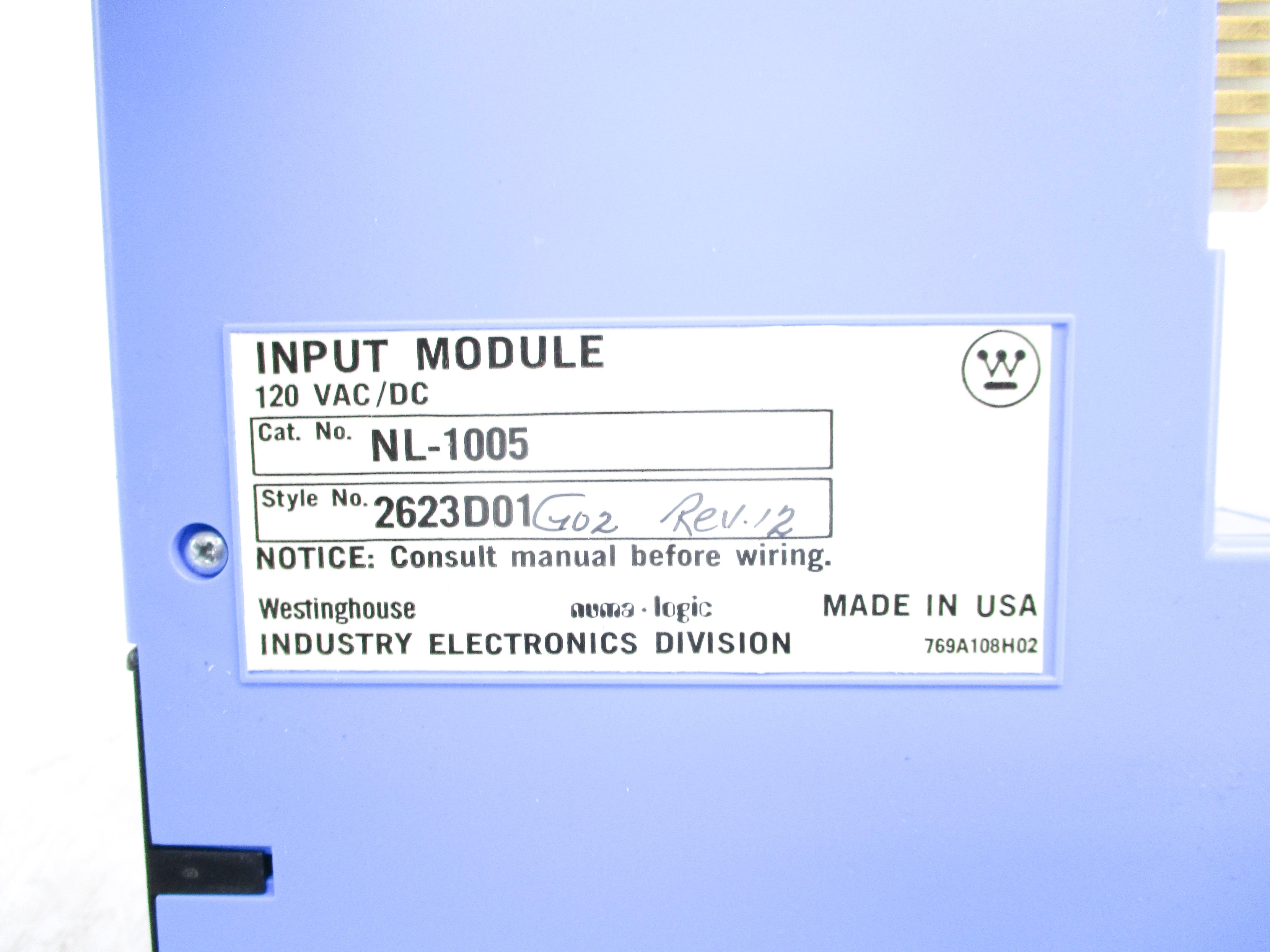 WESTINGHOUSE NL-1005 REV. 12 UNMP