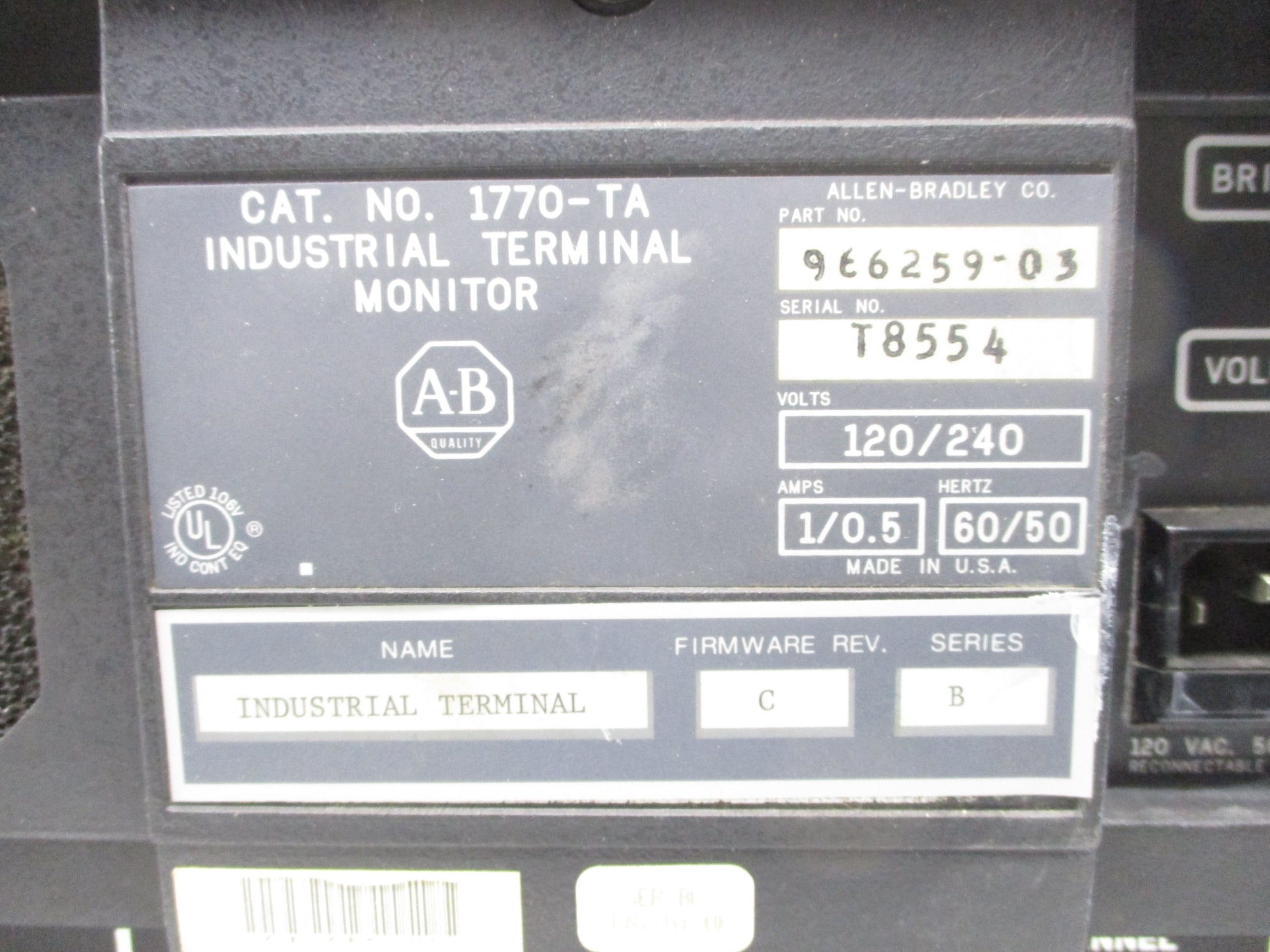 INDUSTRIAL SPARE PART 966259-03 SER. B F/W C (AS PICTURED) UNMP