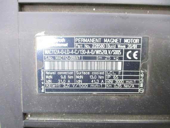 REXROTH INDRAMAT MAC112A-0-LD-4-C/130-A-0/WI520LV/S005 NSNP