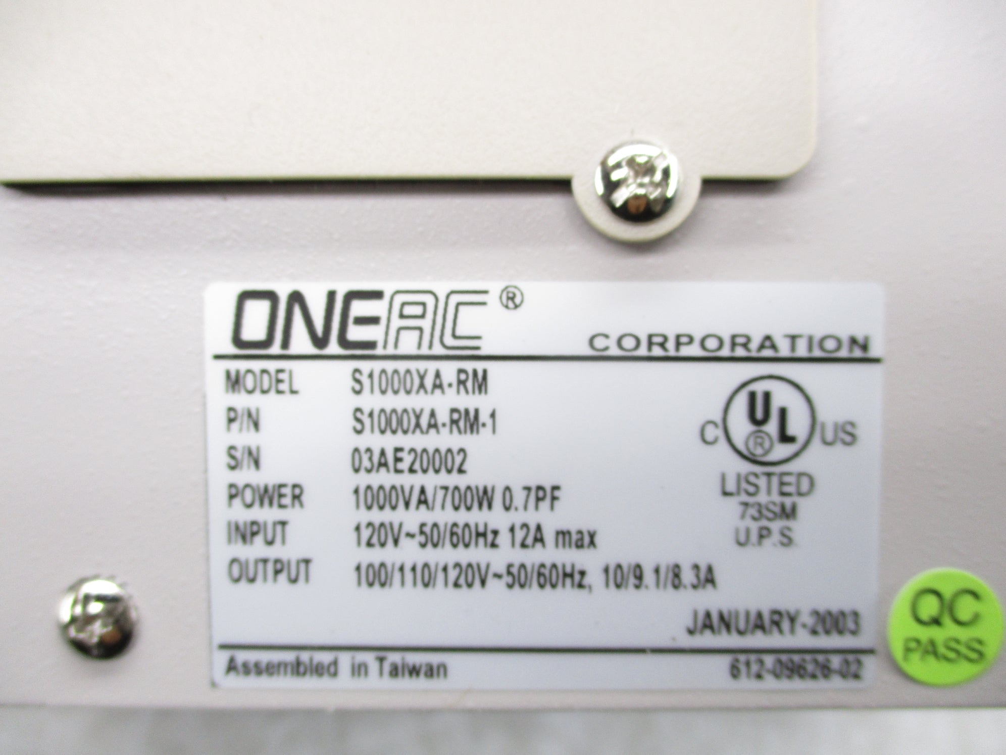 ONEAC S1000XA-RM-1 NSNP