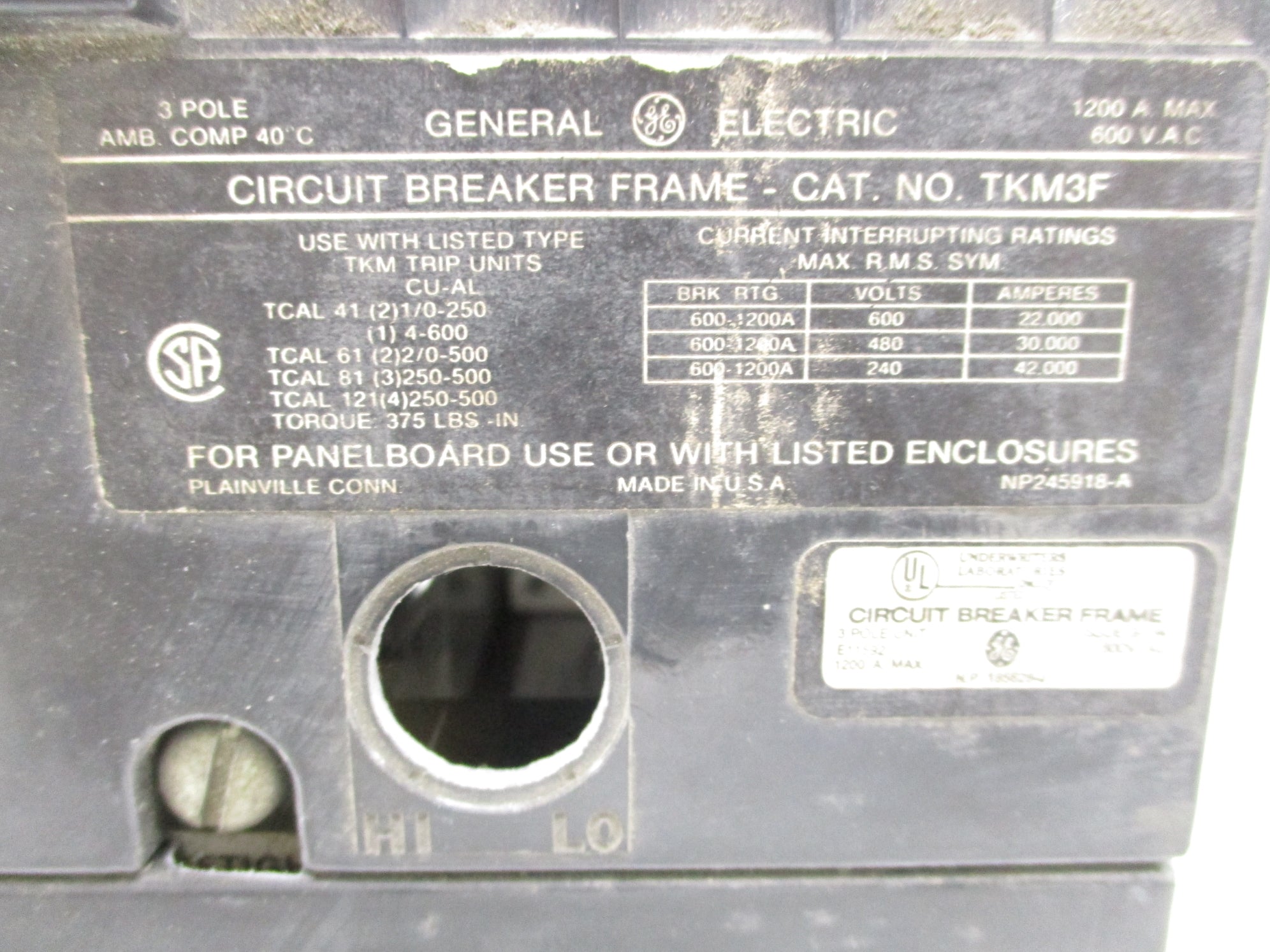 GENERAL ELECTRIC TKM3F 1200A 600VAC (AS PICTURED) UNMP