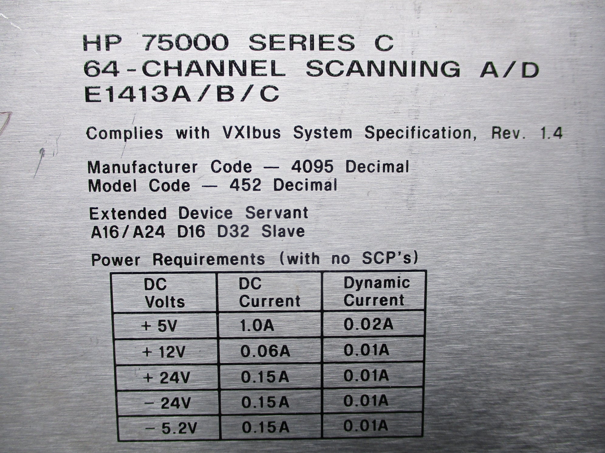HP E1413A/B/C SER. C UNMP