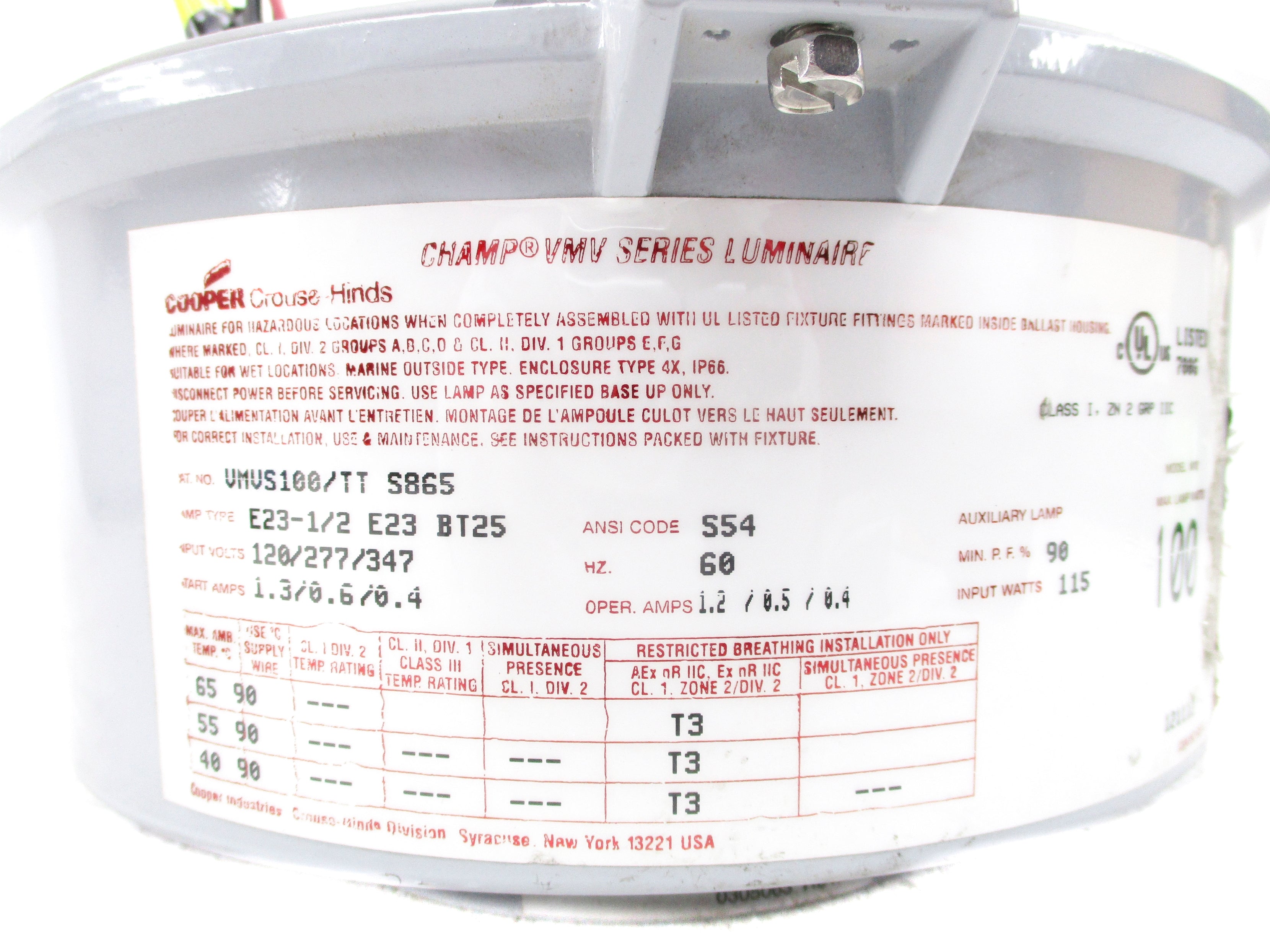 CROUSE HINDS VMVS100/TTS865 (AS PICTURED) NSNP