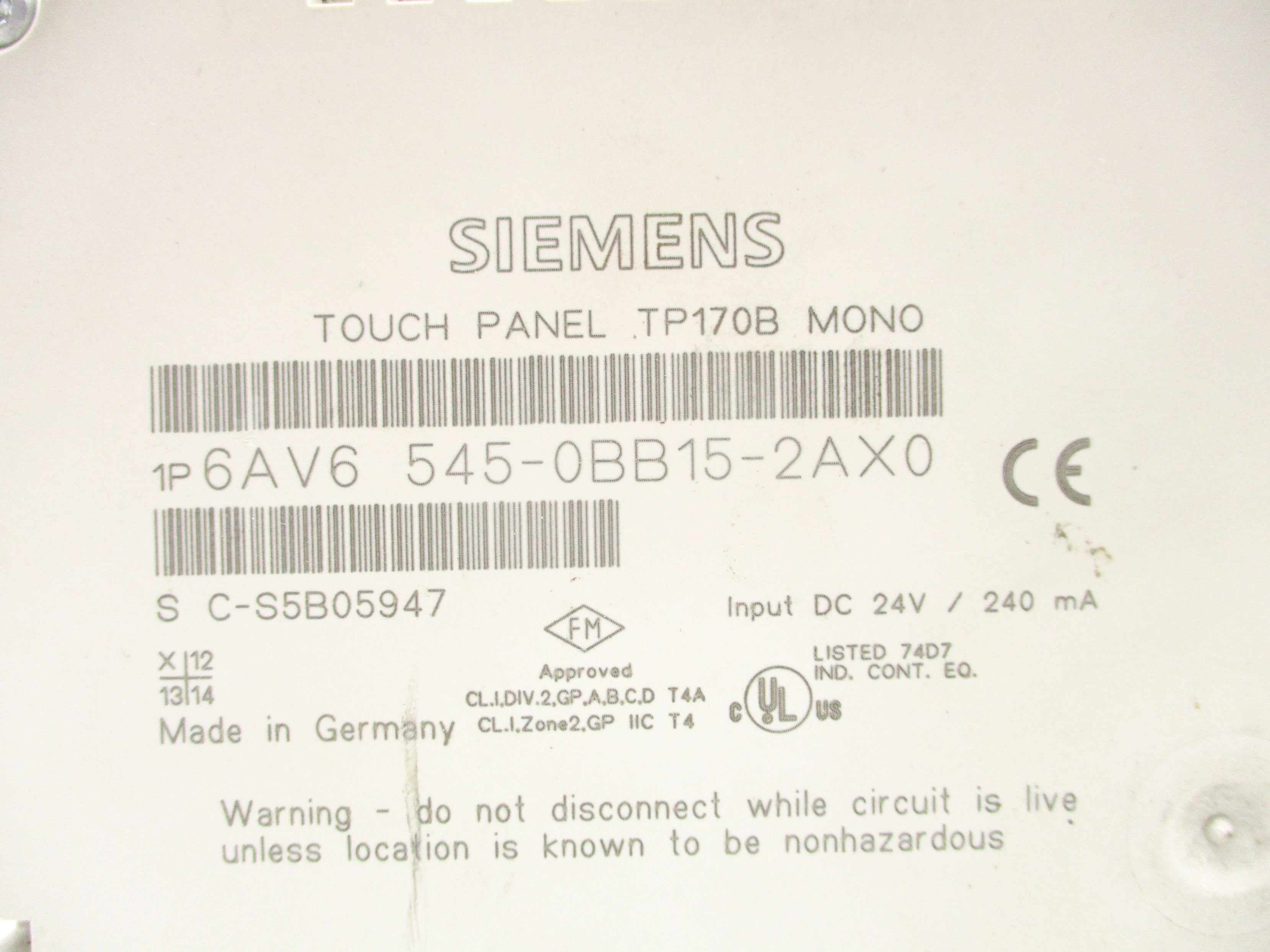SIEMENS 6AV6545-0BB15-2AX0 (AS PICTURED) UNMP