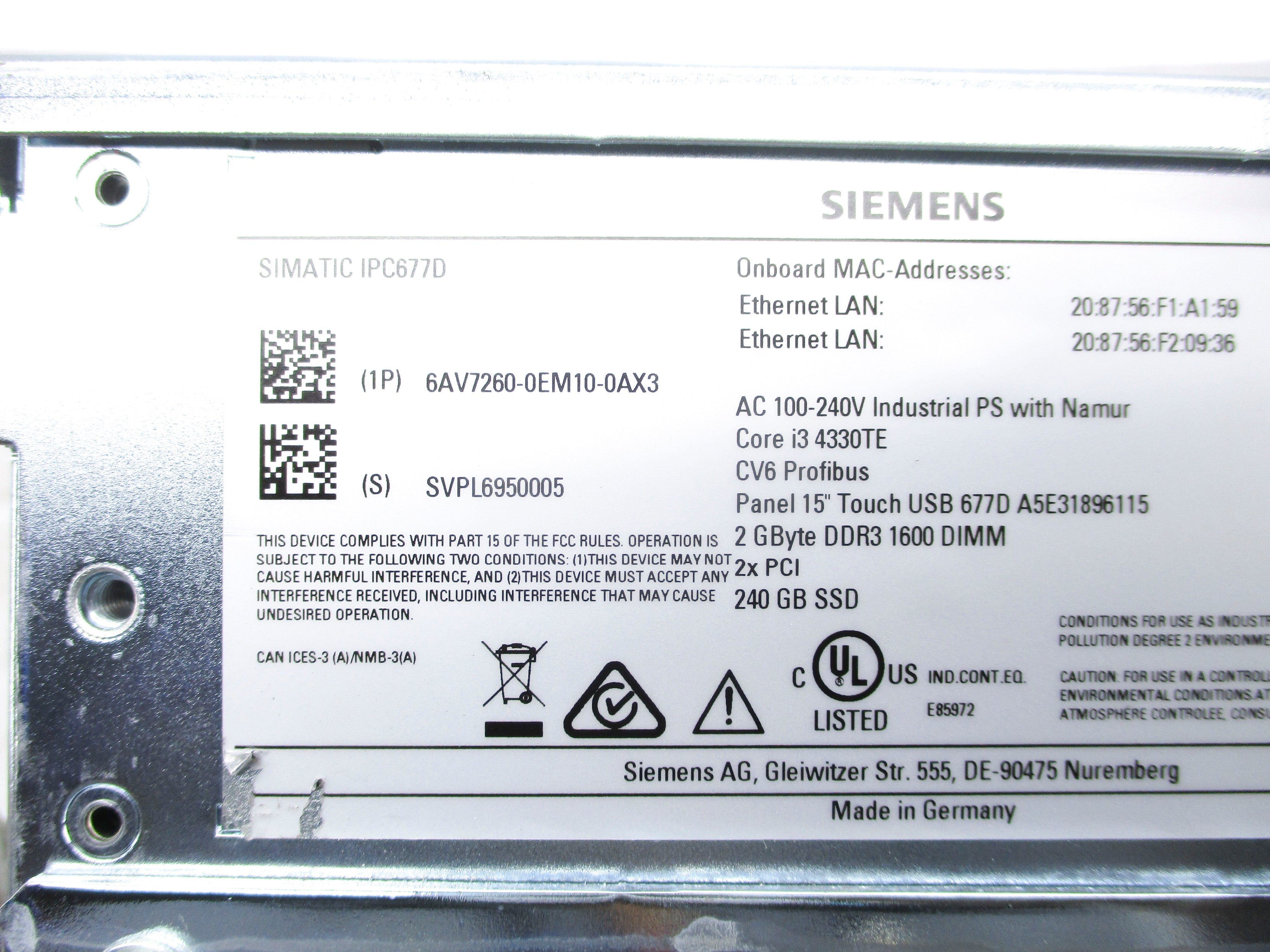 SIEMENS 6AV7260-0EM10-0AX3 NSNP