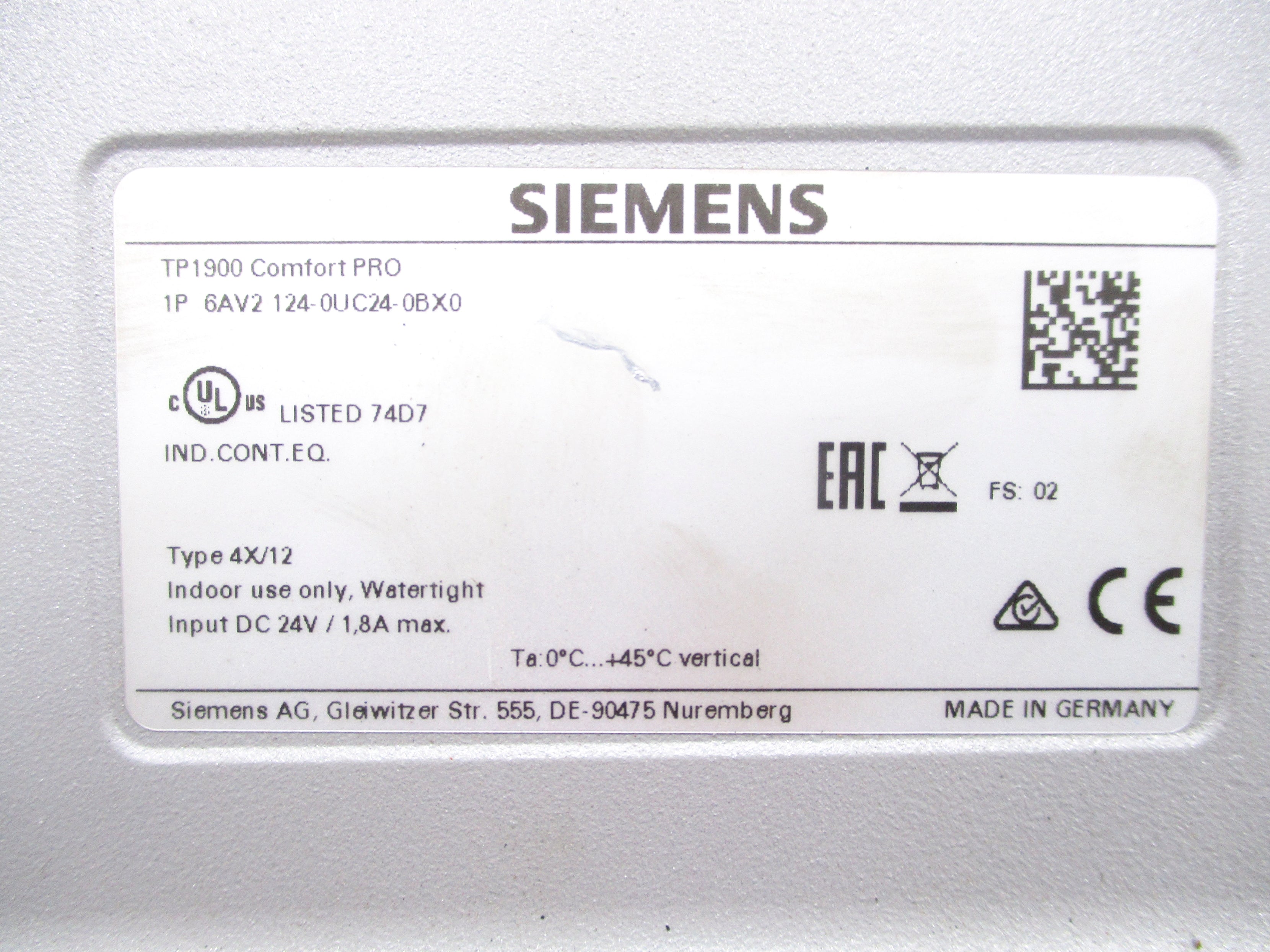 SIEMENS 6AV2124-0UC24-0BX0 NSNP