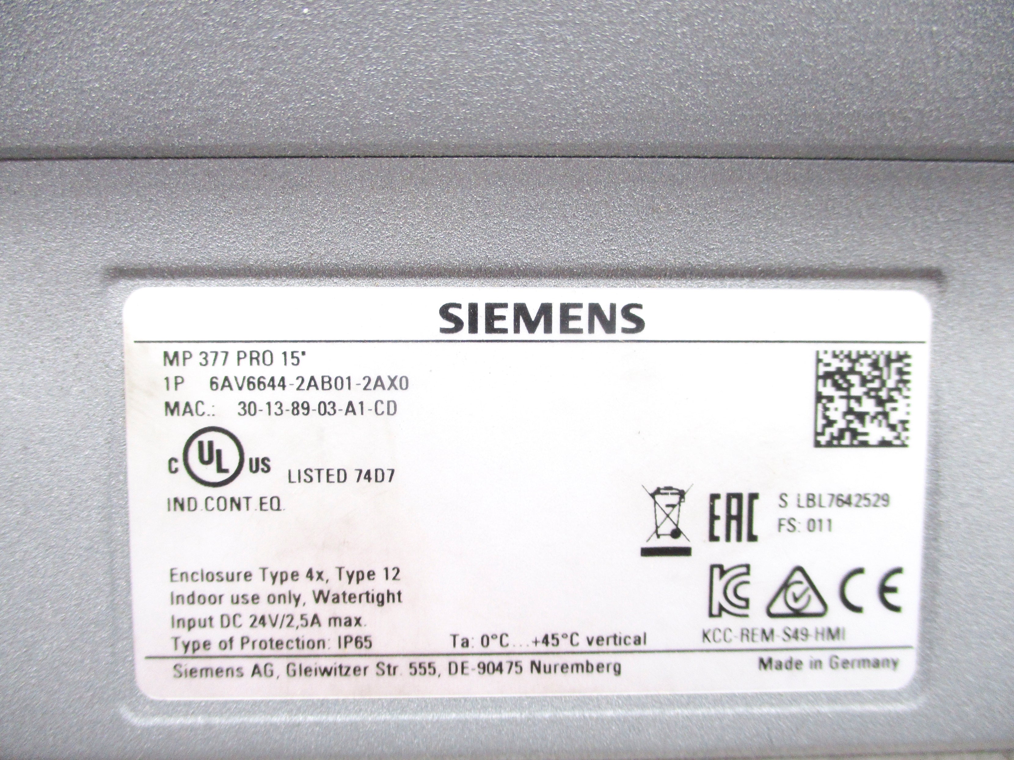 SIEMENS 6AV6644-2AB01-2AX0 NSNP