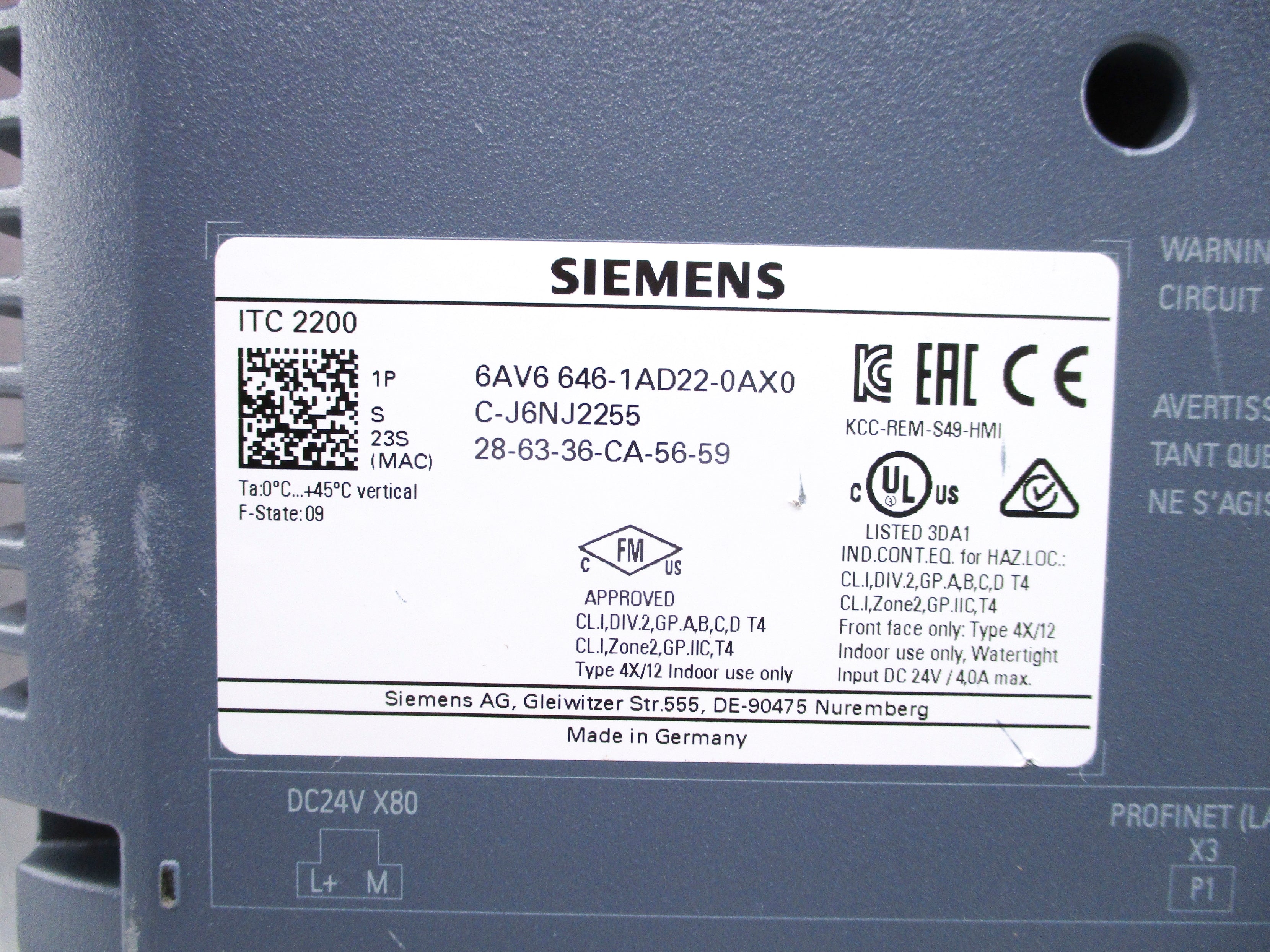 SIEMENS 6AV6646-1AD22-0AX0 (C-J6NJ2255) NSNP