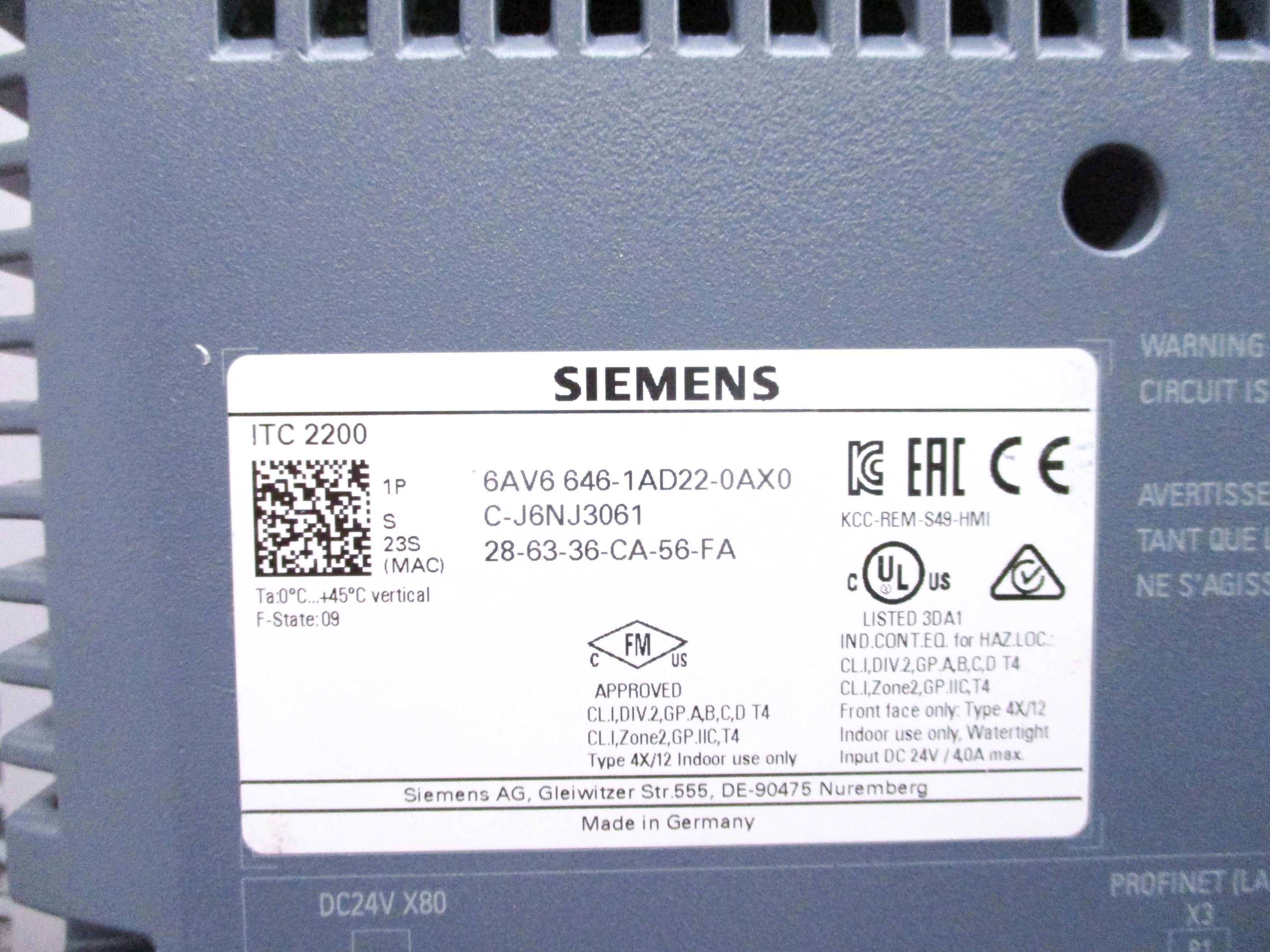 SIEMENS 6AV6646-1AD22-0AX0 (C-J6NJ3061) NSNP