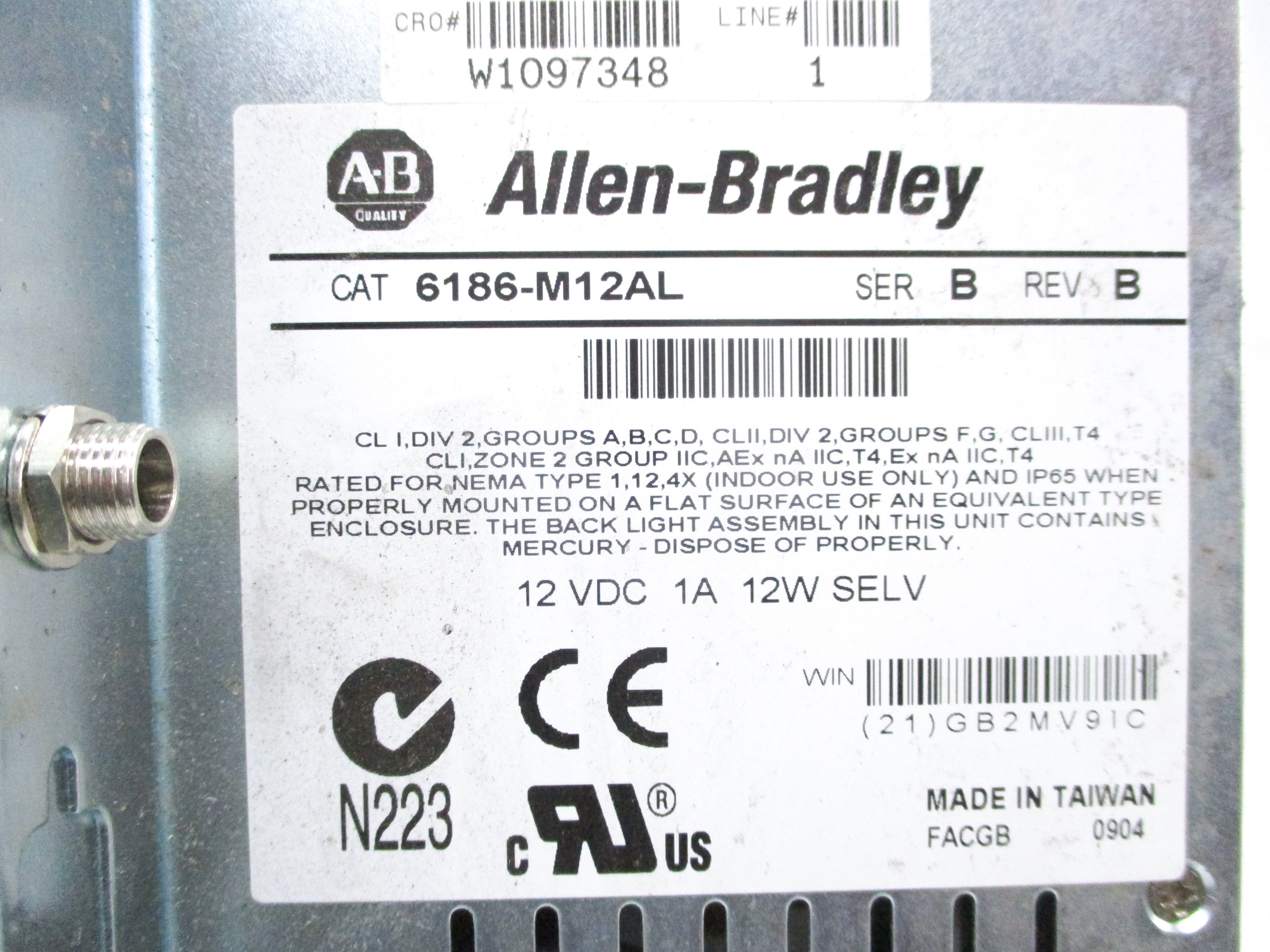 INDUSTRIAL SPARE PART 6186-M12AL SER. B REV. B UNMP