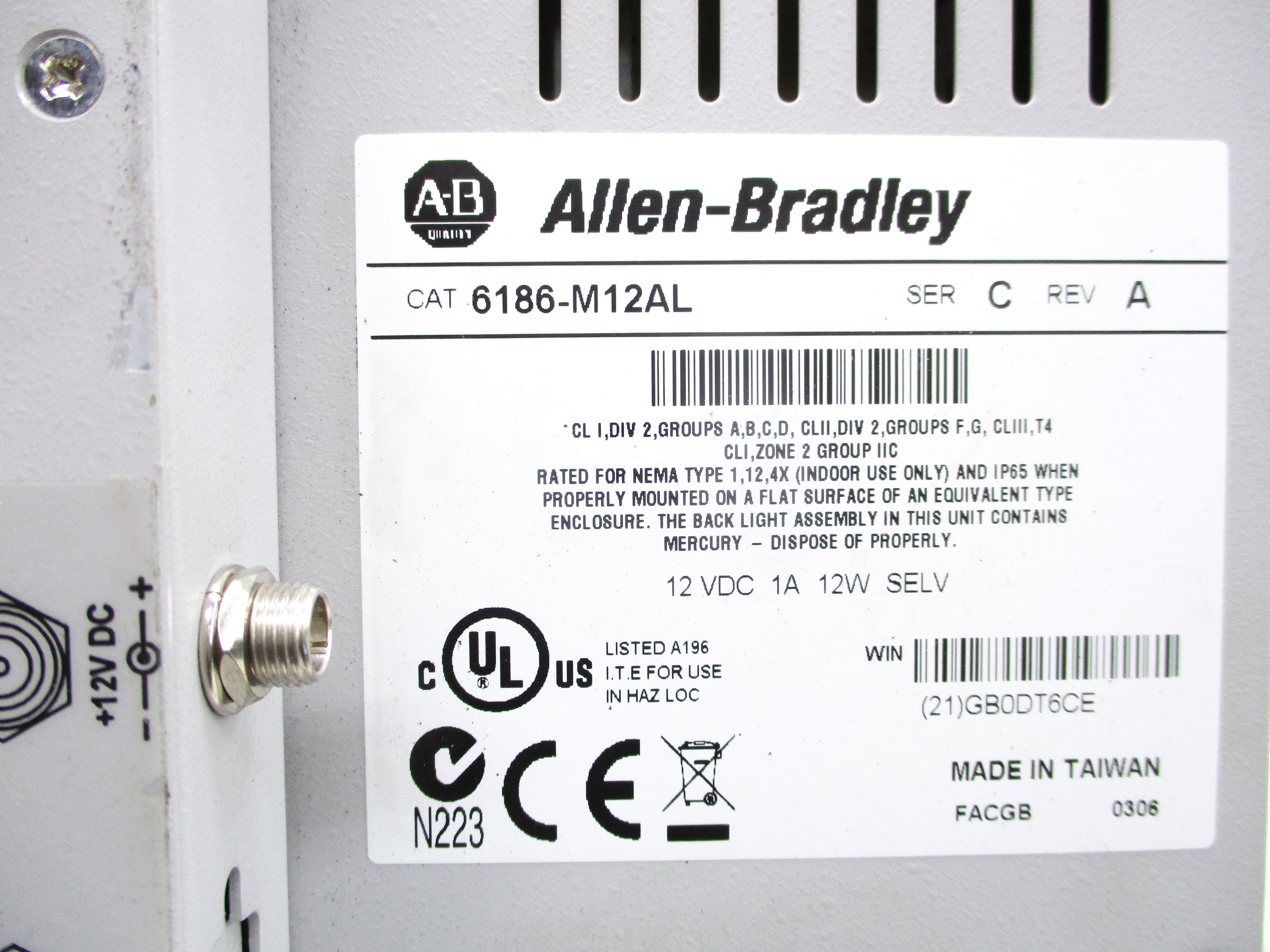 ALLEN BRADLEY 6186-M12AL SER. C REV. A UNMP