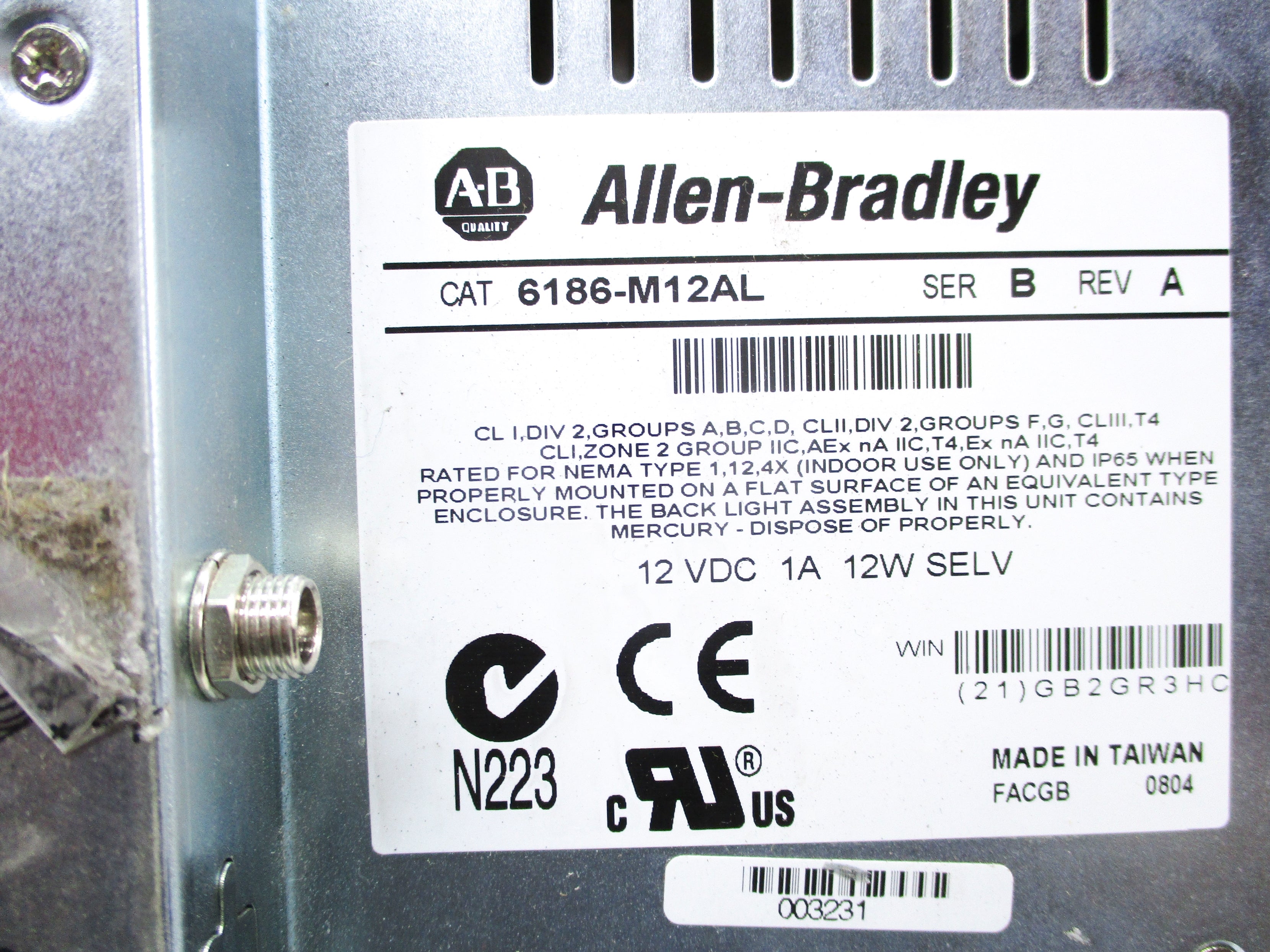 INDUSTRIAL SPARE PART 6186-M12AL SER. B REV. A UNMP