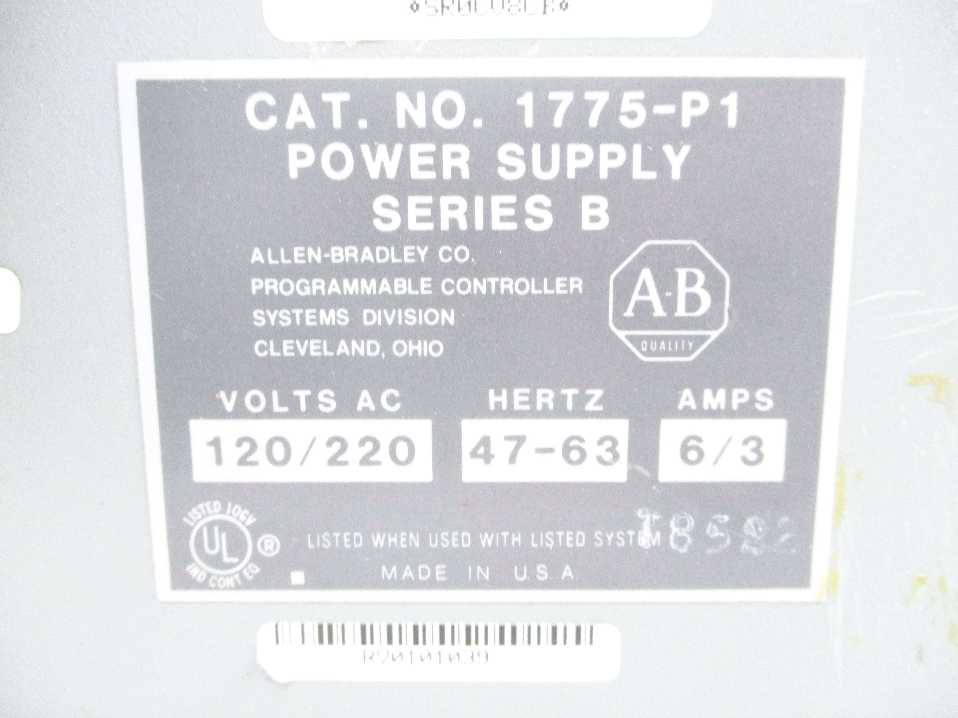 ALLEN BRADLEY 1775-P1 SER. B UNMP