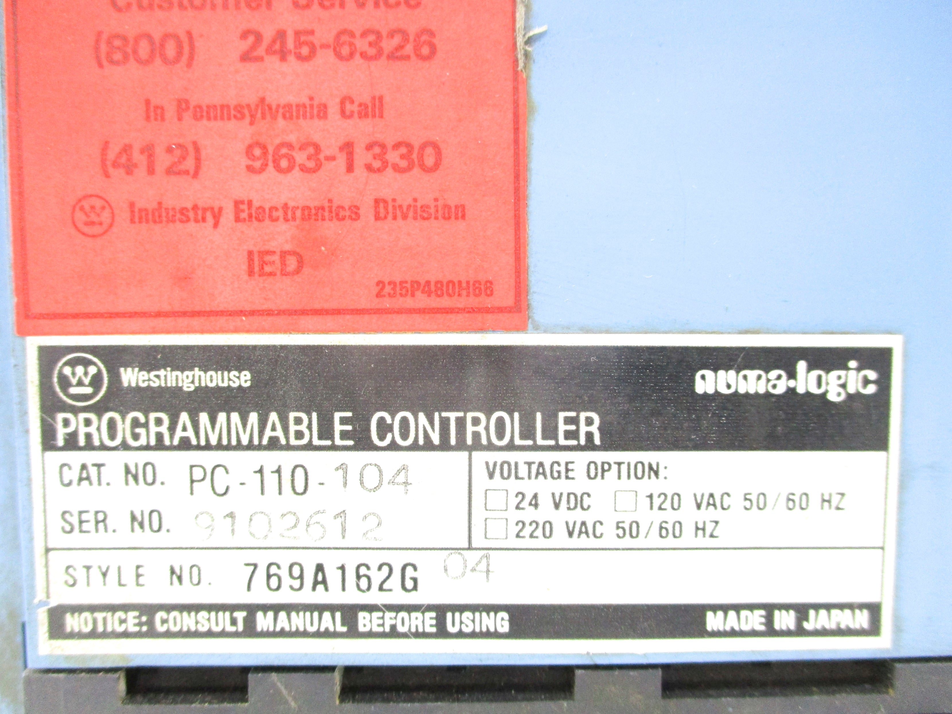 WESTINGHOUSE PC-110-104 (AS PICTURED) UNMP