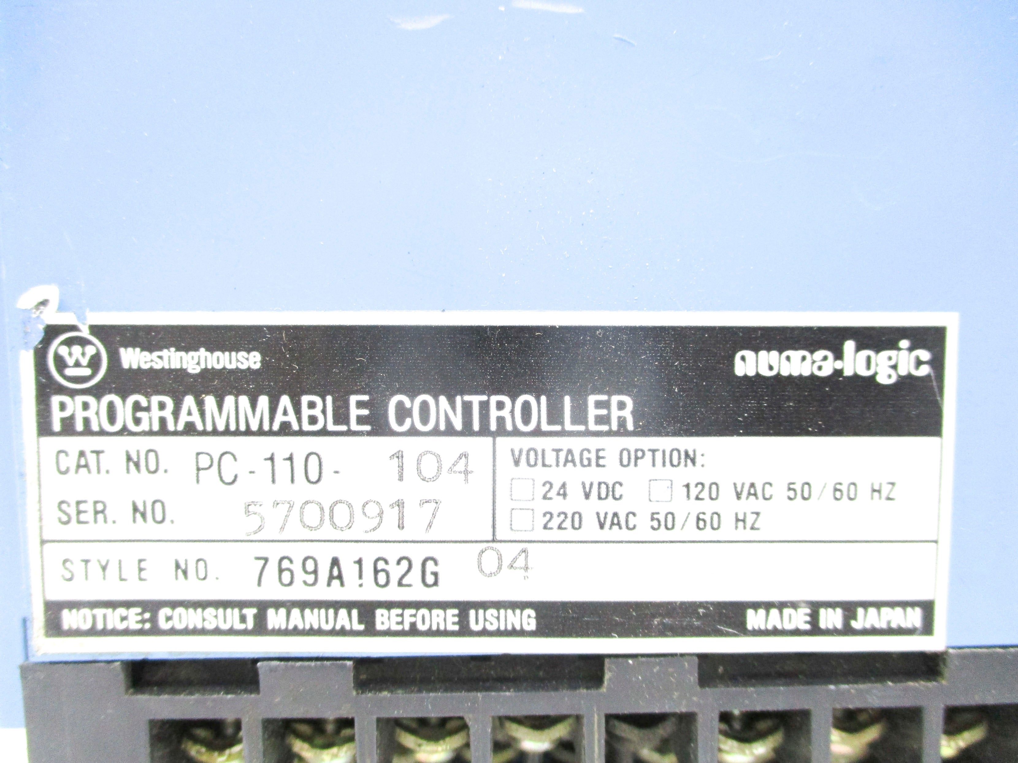 WESTINGHOUSE PC-110-104 UNMP