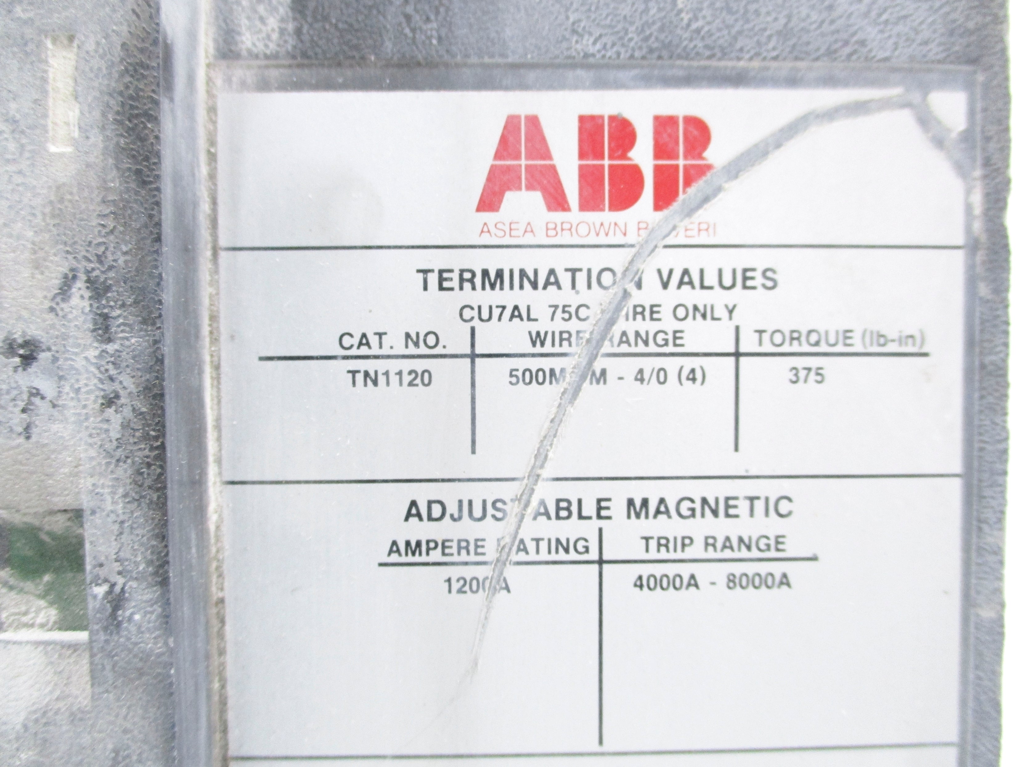 ABB TN1120 1200A 600VAC UNMP