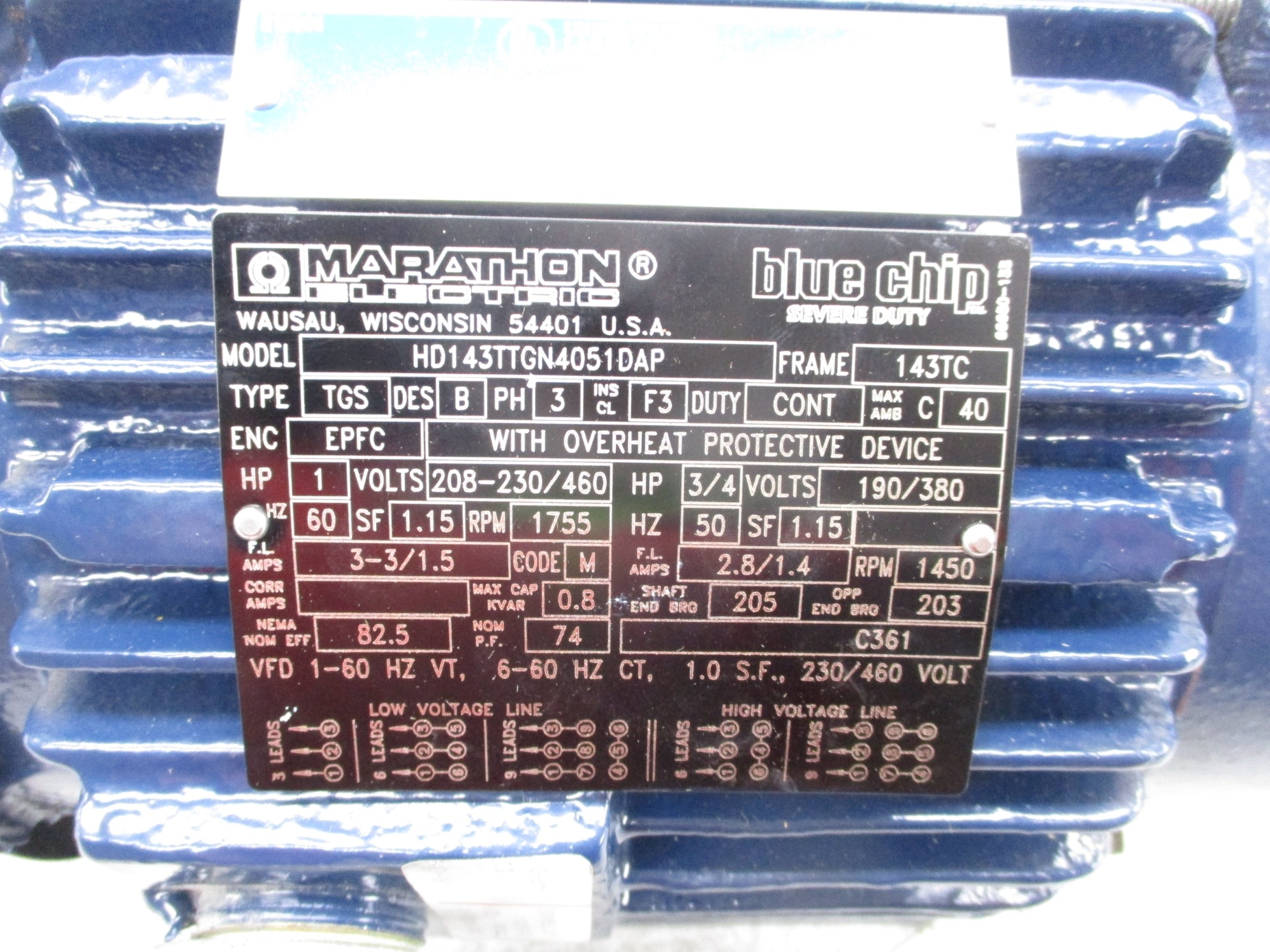 MARATHON ELECTRIC HD143TTGN4051DAP NSNP