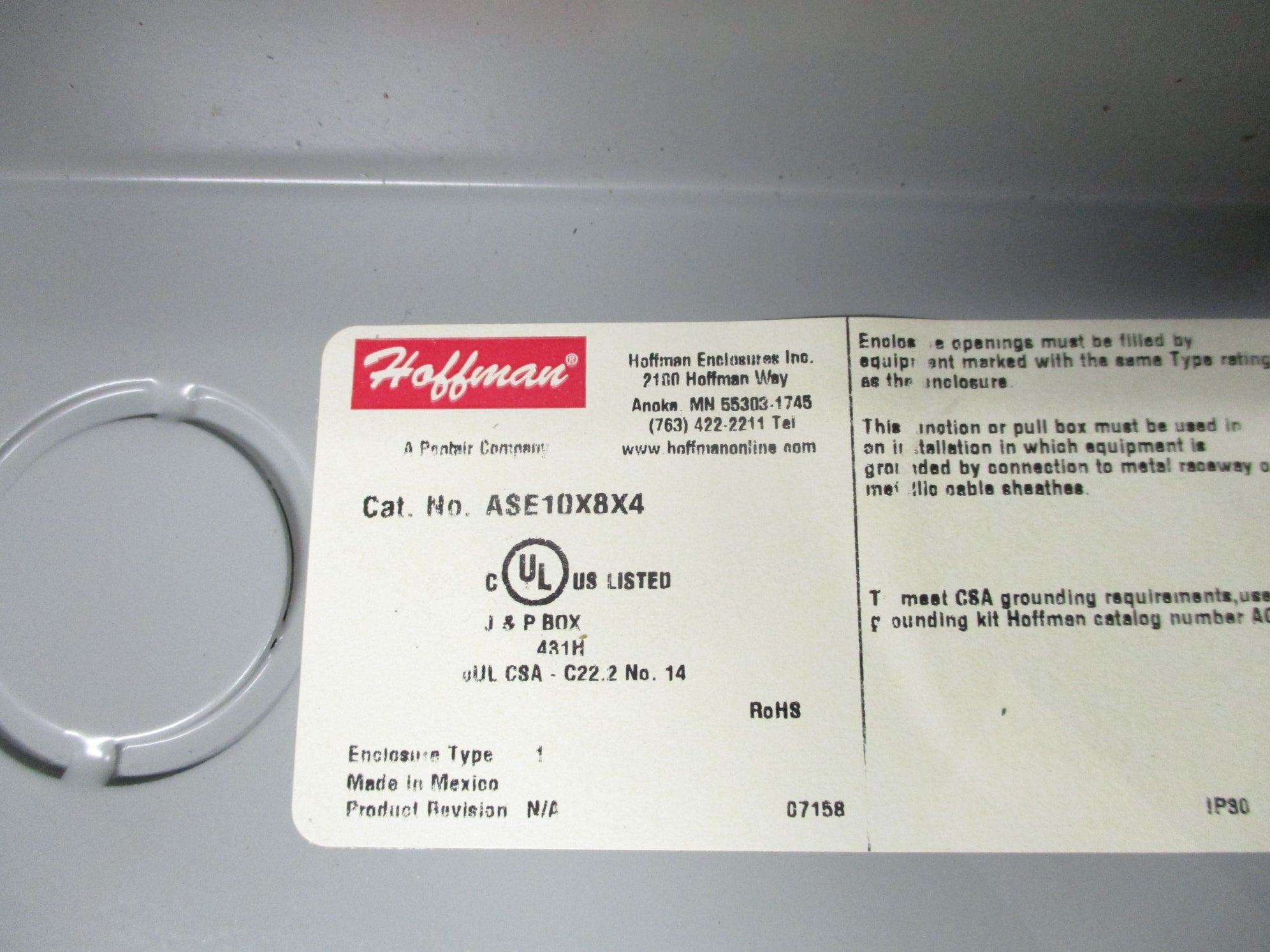 HOFFMAN ASE10X8X4 (AS PICTURED) NSNP