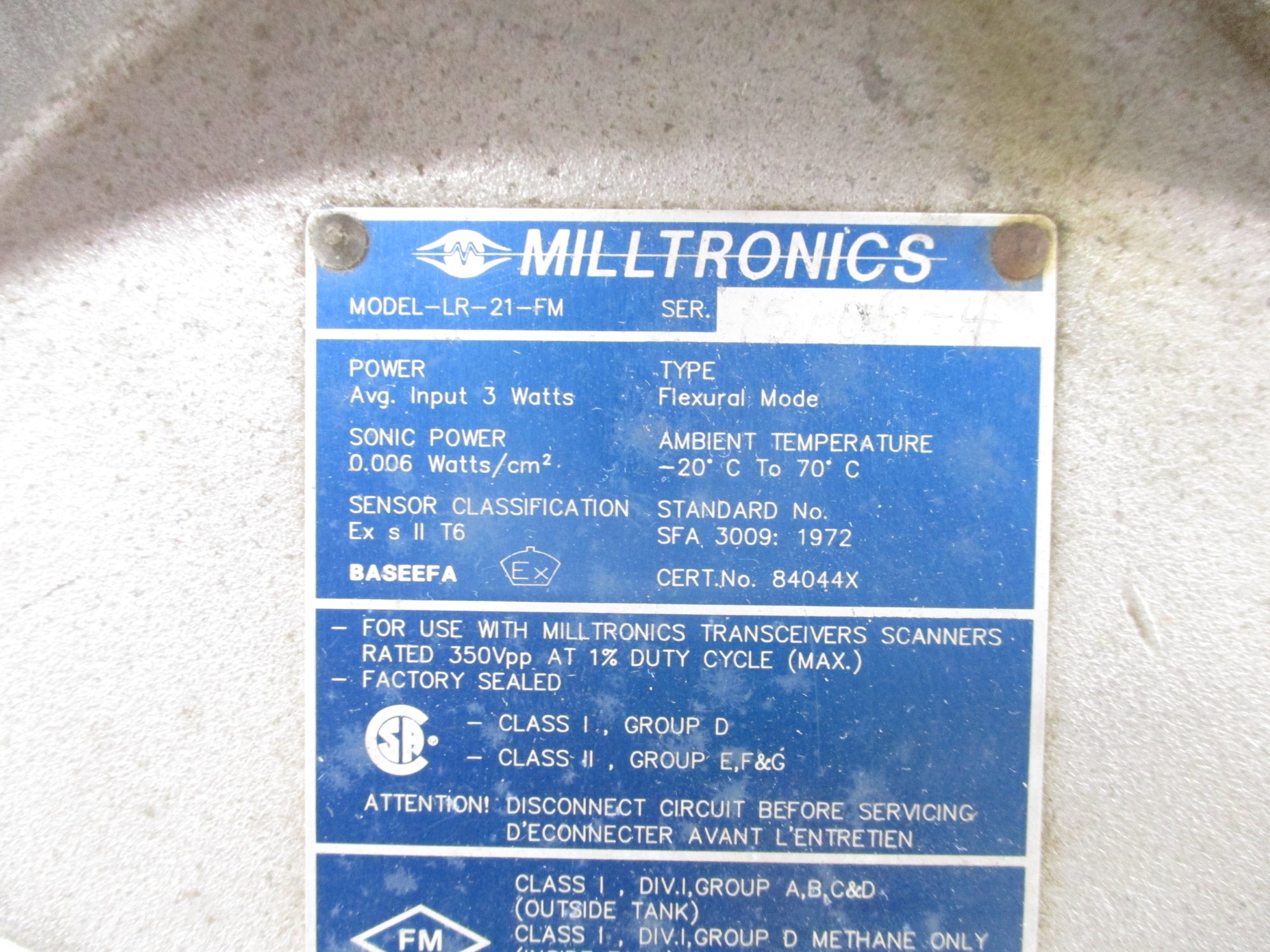 MILLTRONICS LR-21-FM UNMP
