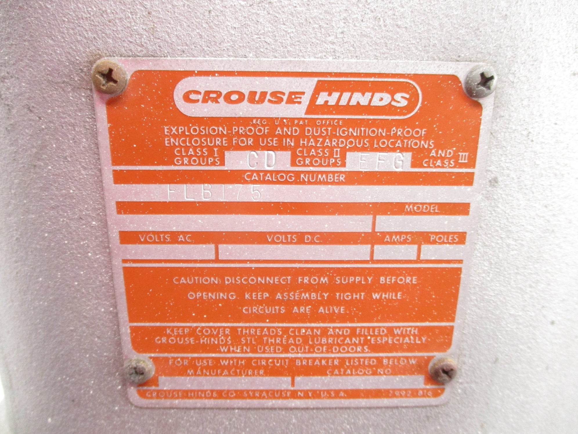 CROUSE HINDS FLB175 UNMP