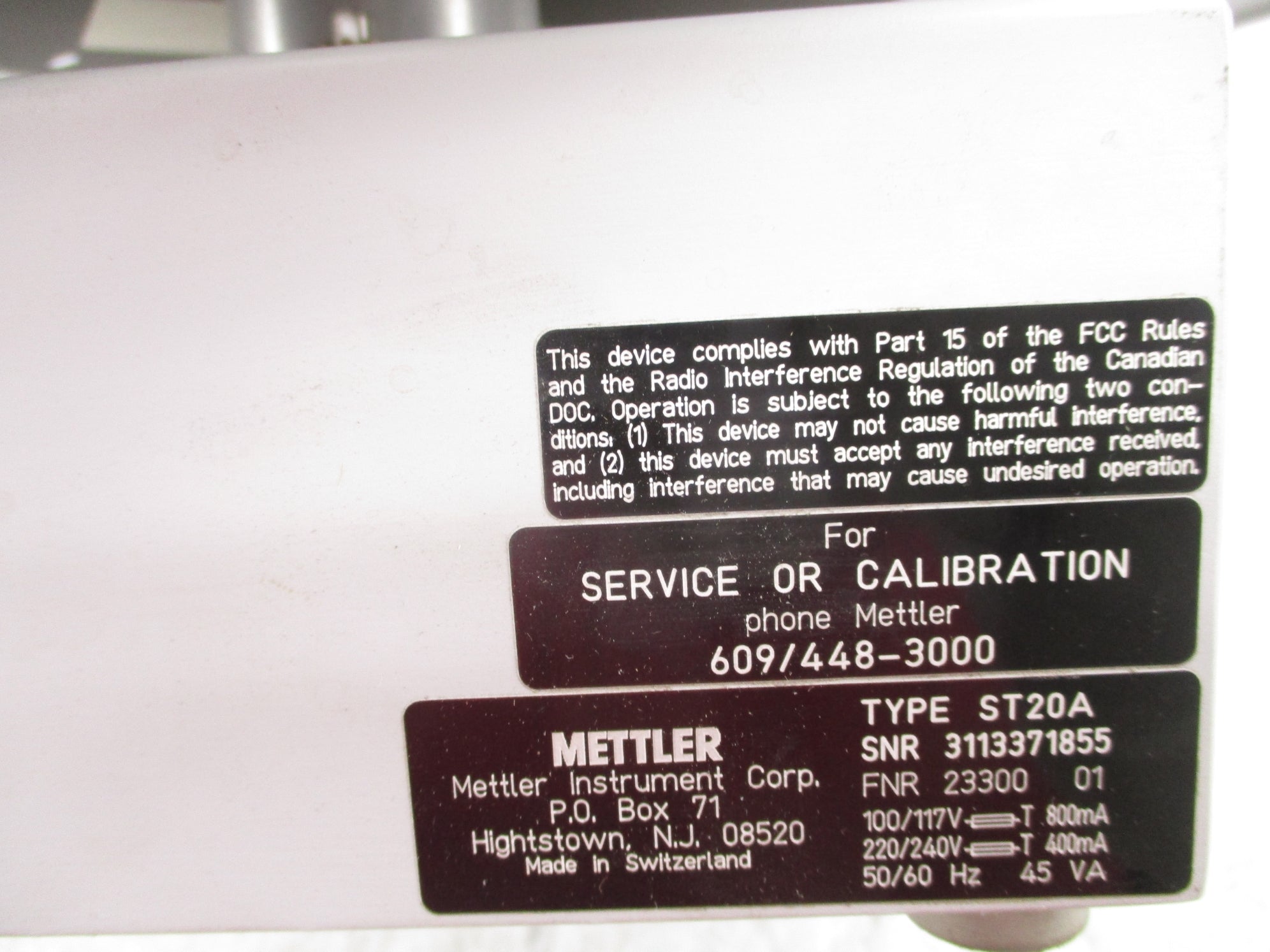 METTLER ST20A (AS PICTURED) UNMP